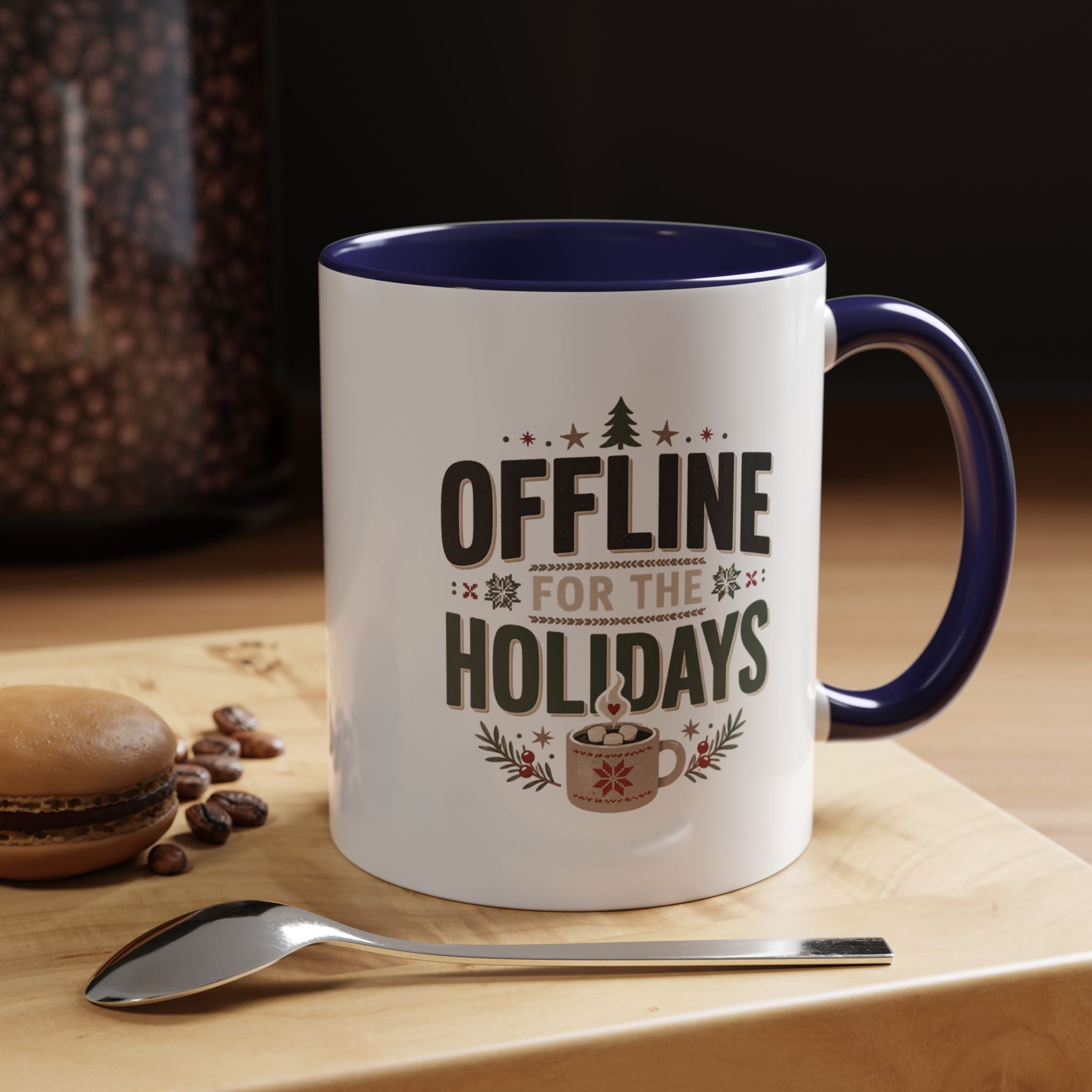 Christmas Holiday Coffee Mug — “Offline for the Holidays” Accent Ceramic Mug