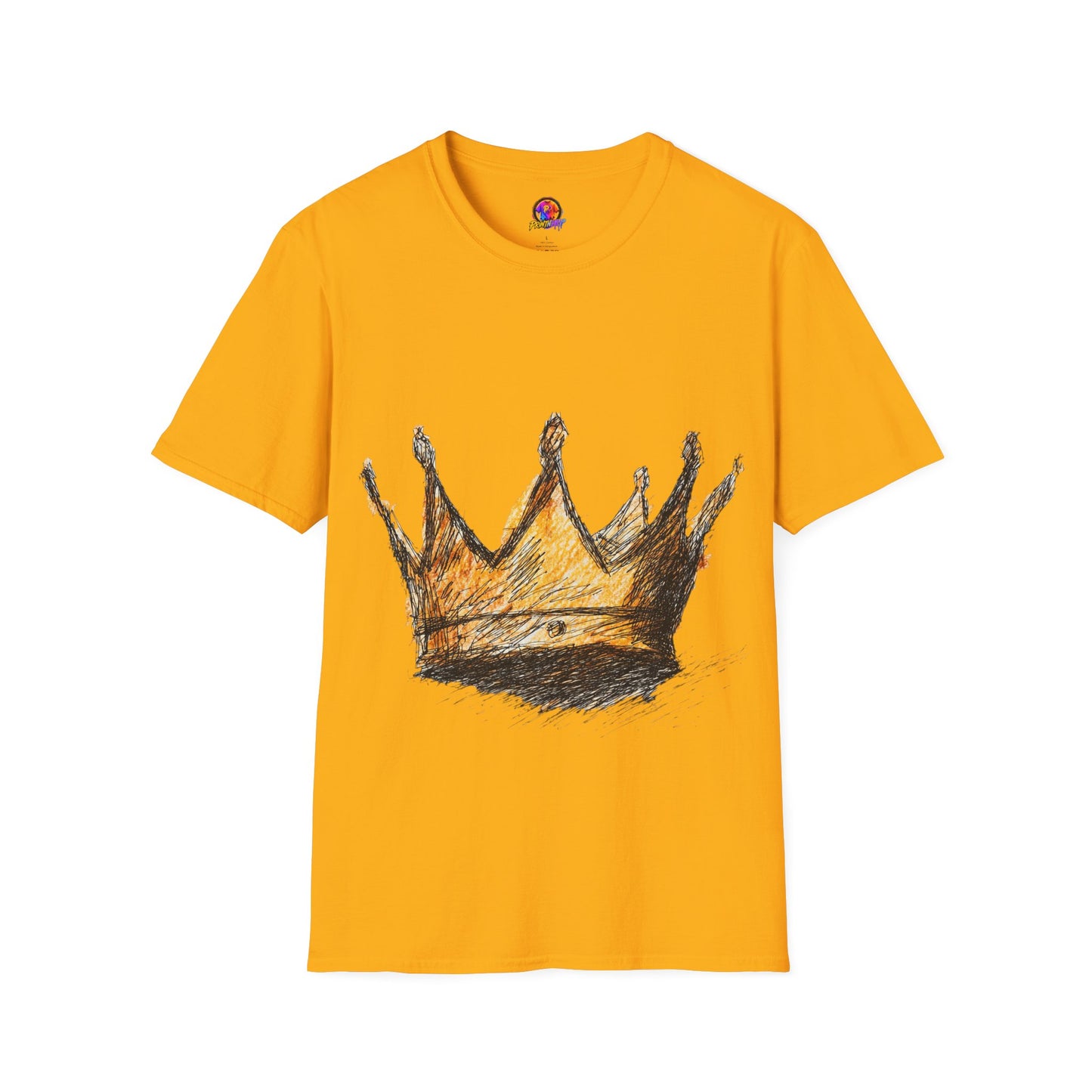 Crowned Sketch T‑Shirt — Hand‑Drawn Gold Crown Graphic Tee