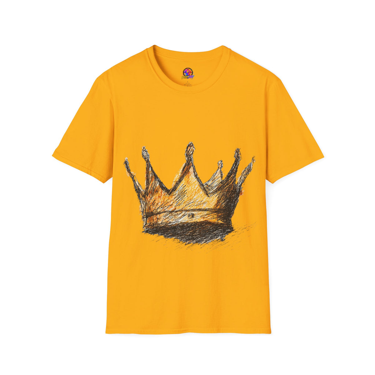 Crowned Sketch T‑Shirt — Hand‑Drawn Gold Crown Graphic Tee