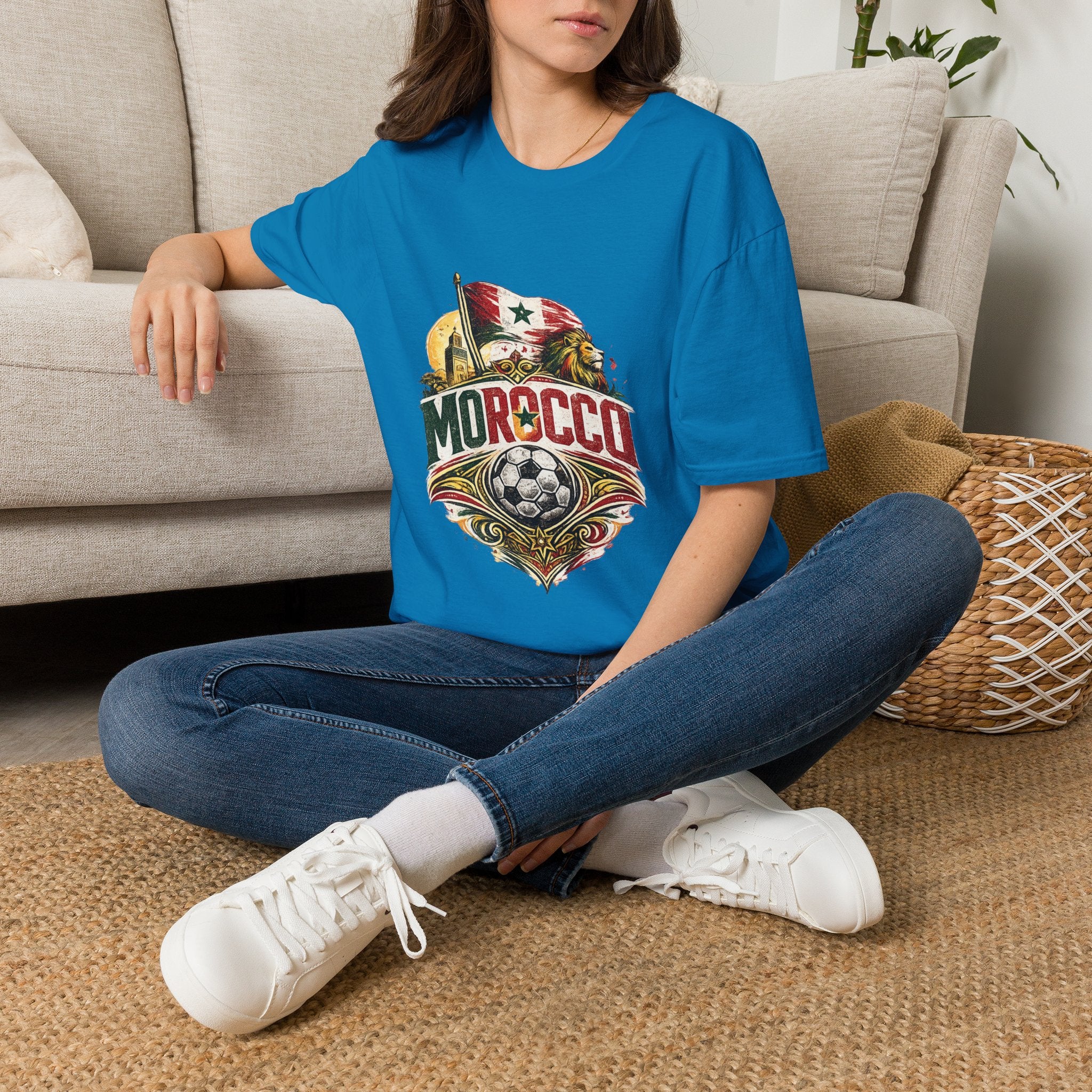 Morocco Soccer T-Shirt — Vintage Flag & Lion Football Tee