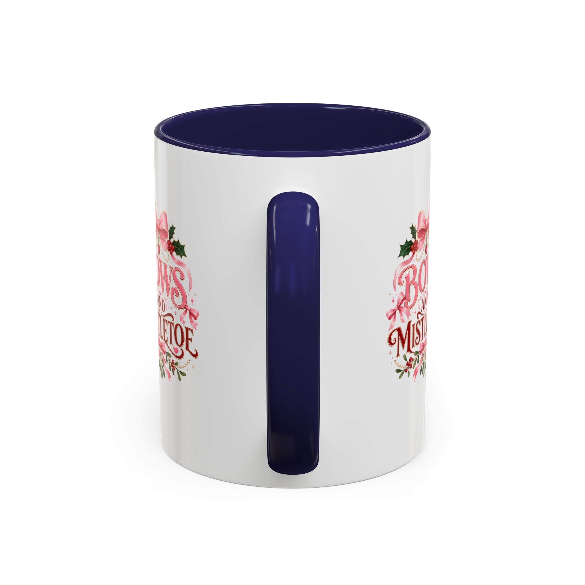 Bows and Mistletoe Accent Coffee Mug — Holiday Floral Christmas Coffee Cup