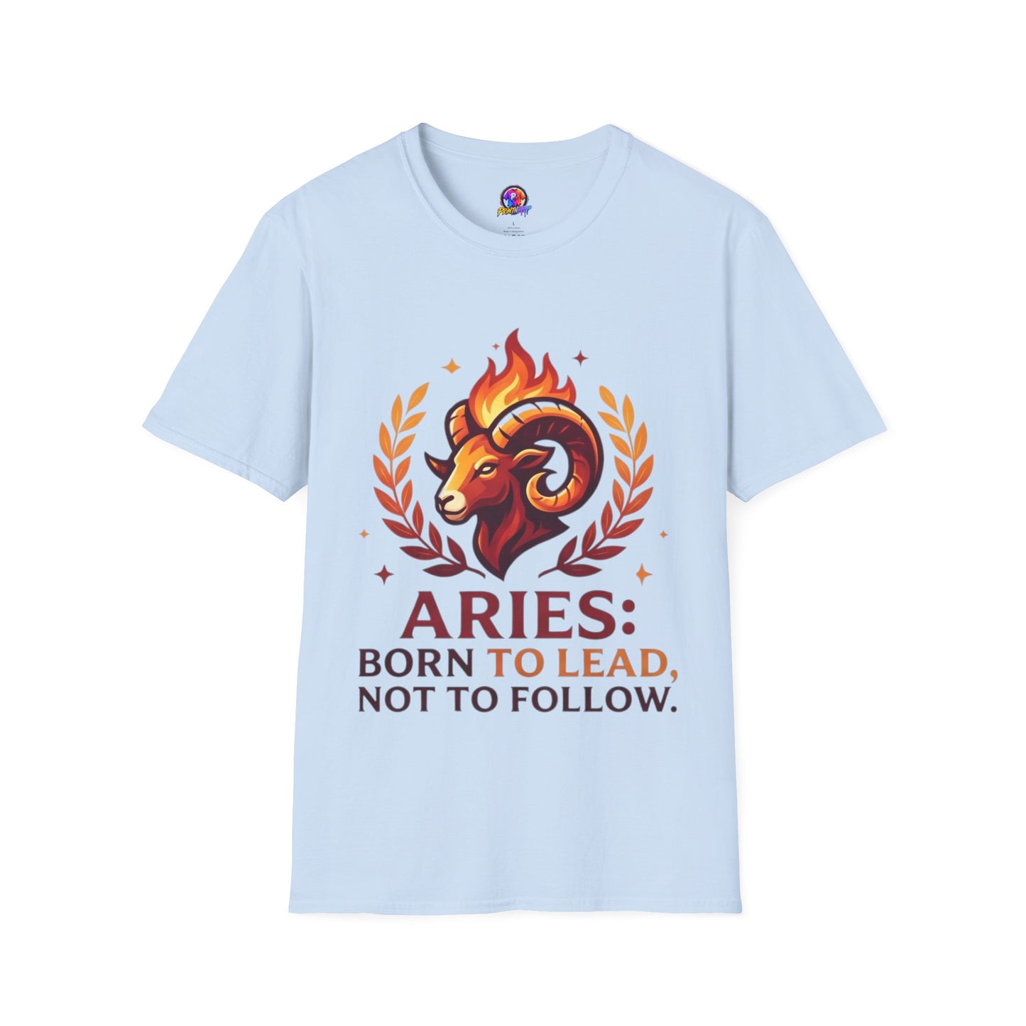 Aries Zodiac T-Shirt — "Born to Lead Not to Follow" Ram Graphic