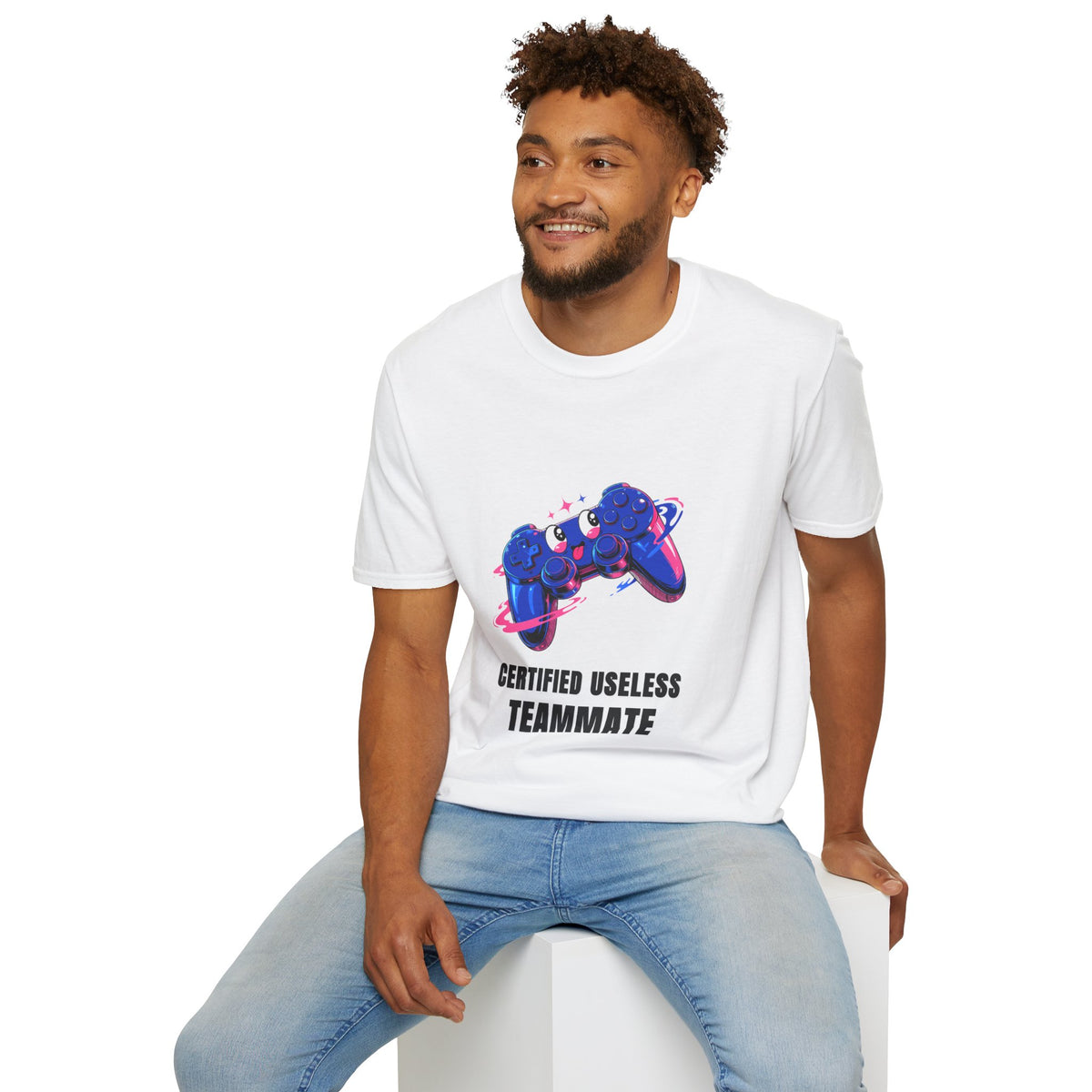 Certified Useless Teammate Gamer T-Shirt — Retro Neon Gamepad Tee - Trending Now - August 2026