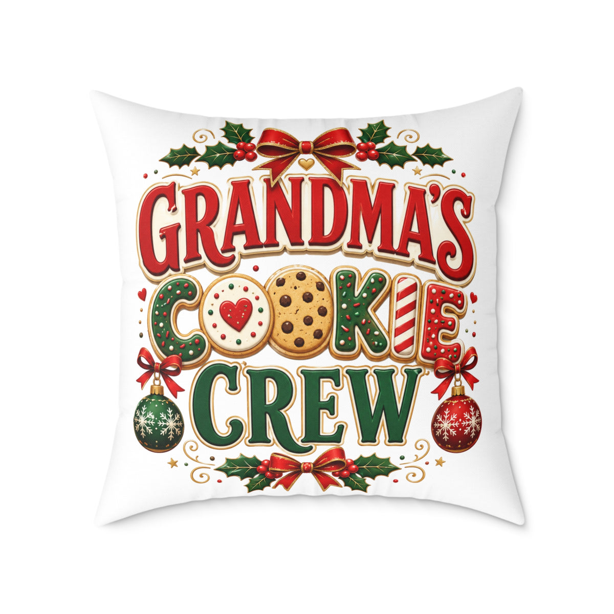Christmas Grandma’s Cookie Crew Throw Pillow — Christmas Holiday Decorative Pillow