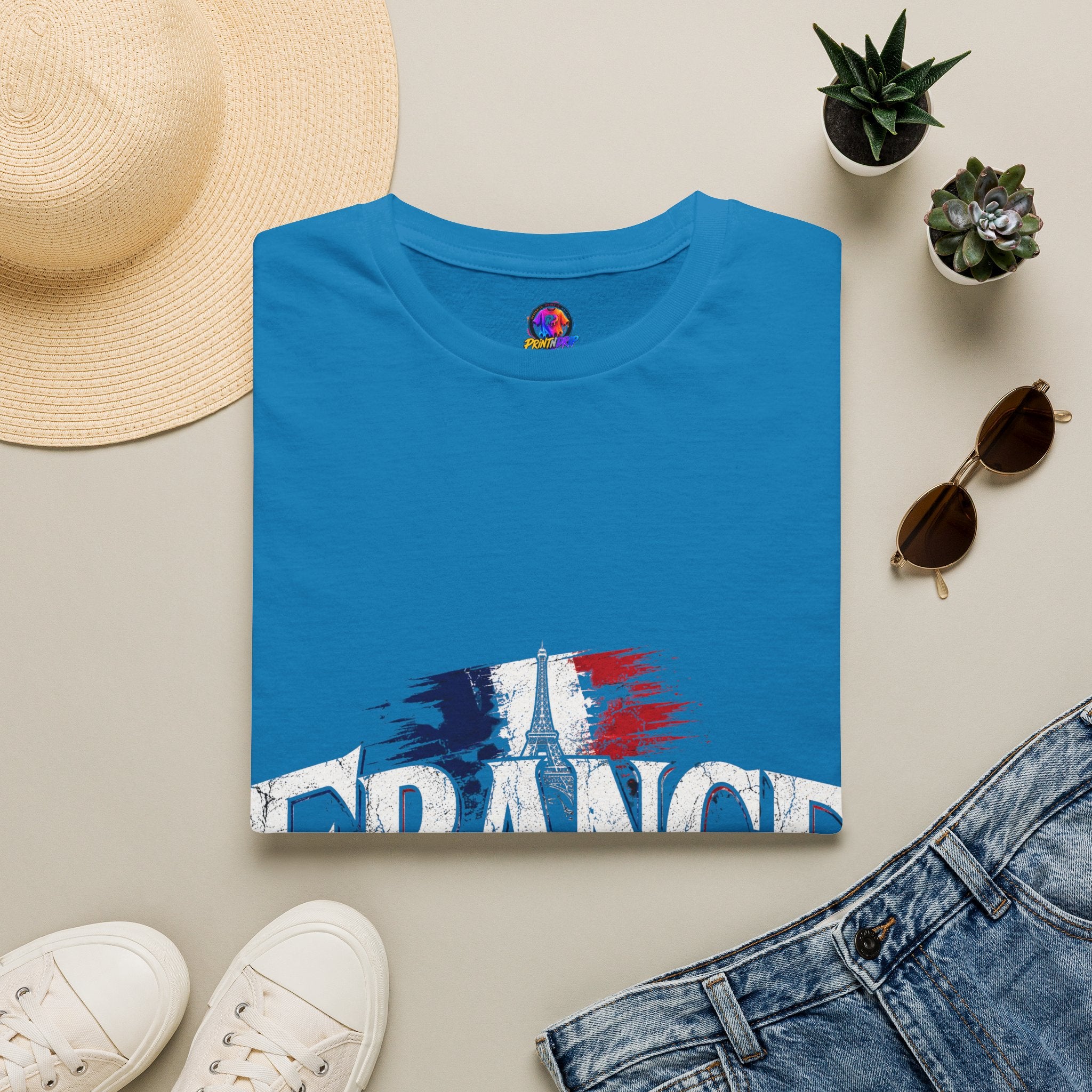 France Flag T-Shirt — Vintage Eiffel Tower French Pride Tee