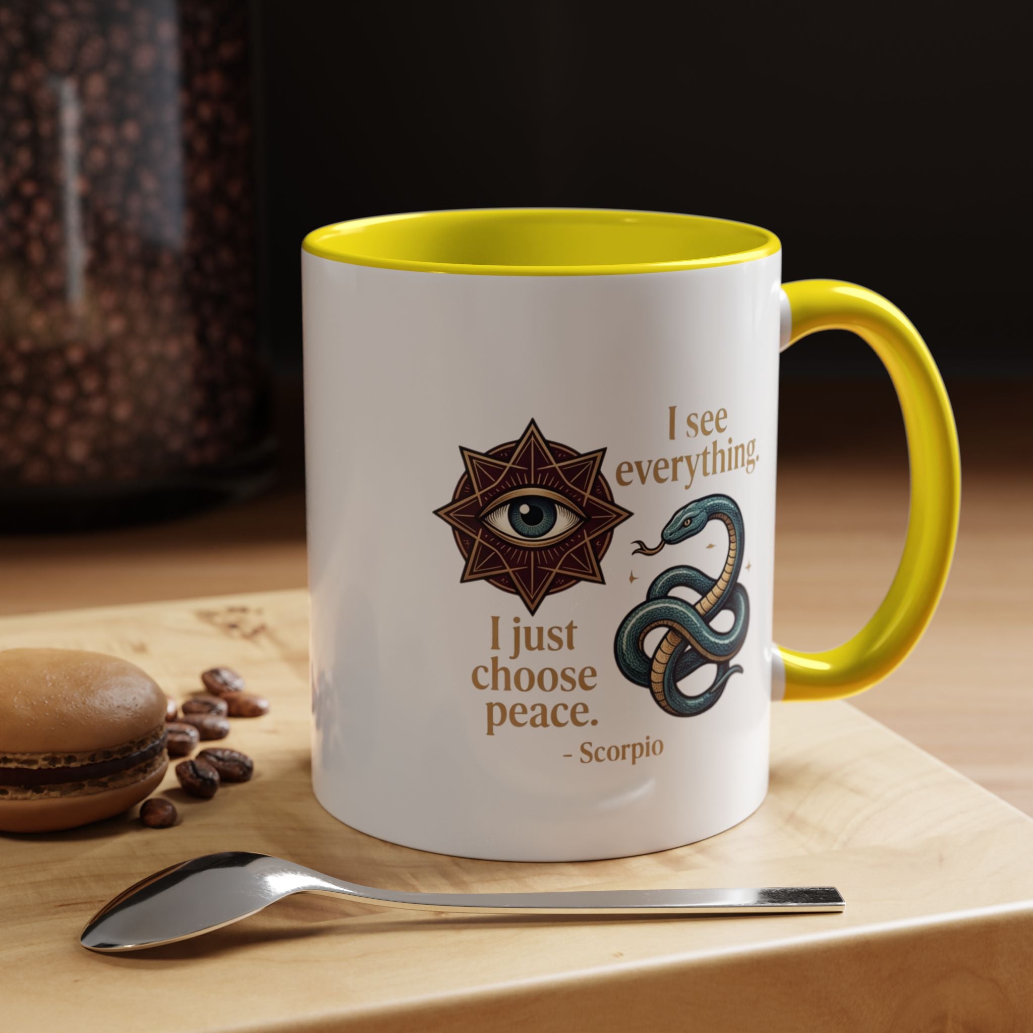 Scorpio Accent Coffee Mug – "I See Everything, I Just Choose Peace" Zodiac Mug