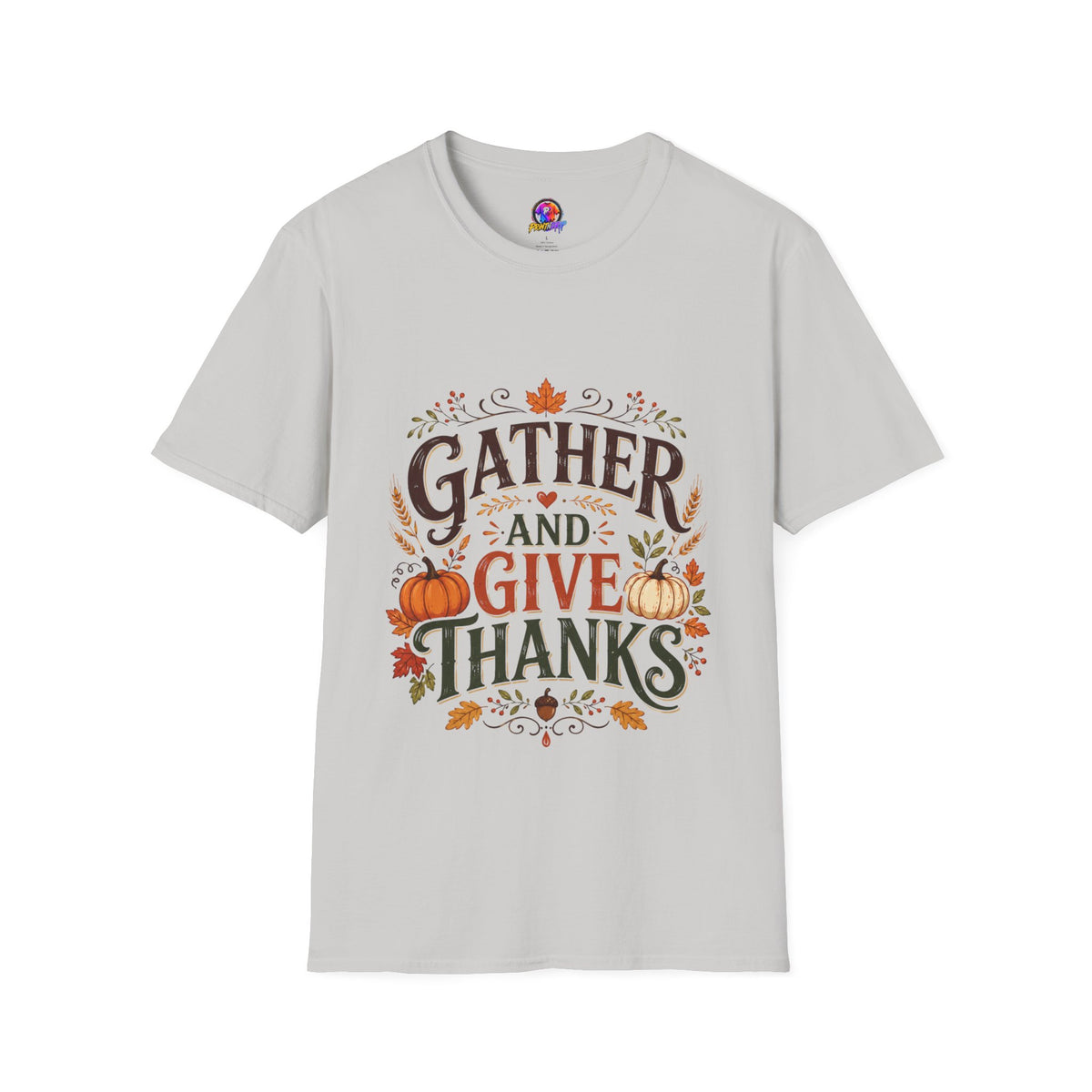 Thanksgiving T-Shirt Gather and Give Thanks T-Shirt — Thanksgiving Fall Holiday Tee