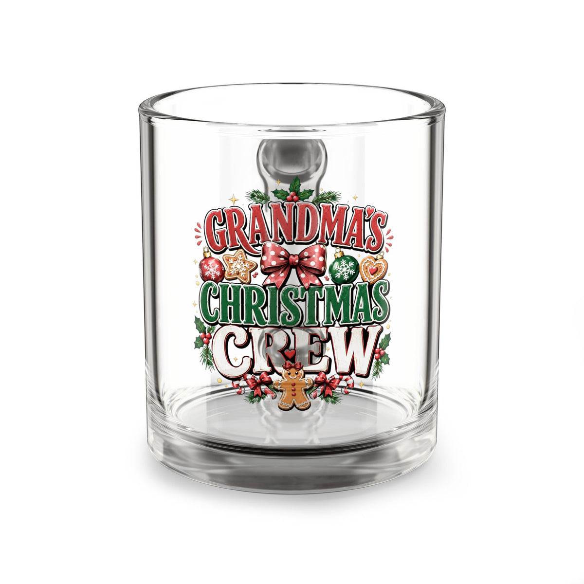 Christmas Glass Mug 10 oz Glass Mug — Grandma’s Christmas Crew 10oz Holiday Coffee Cup