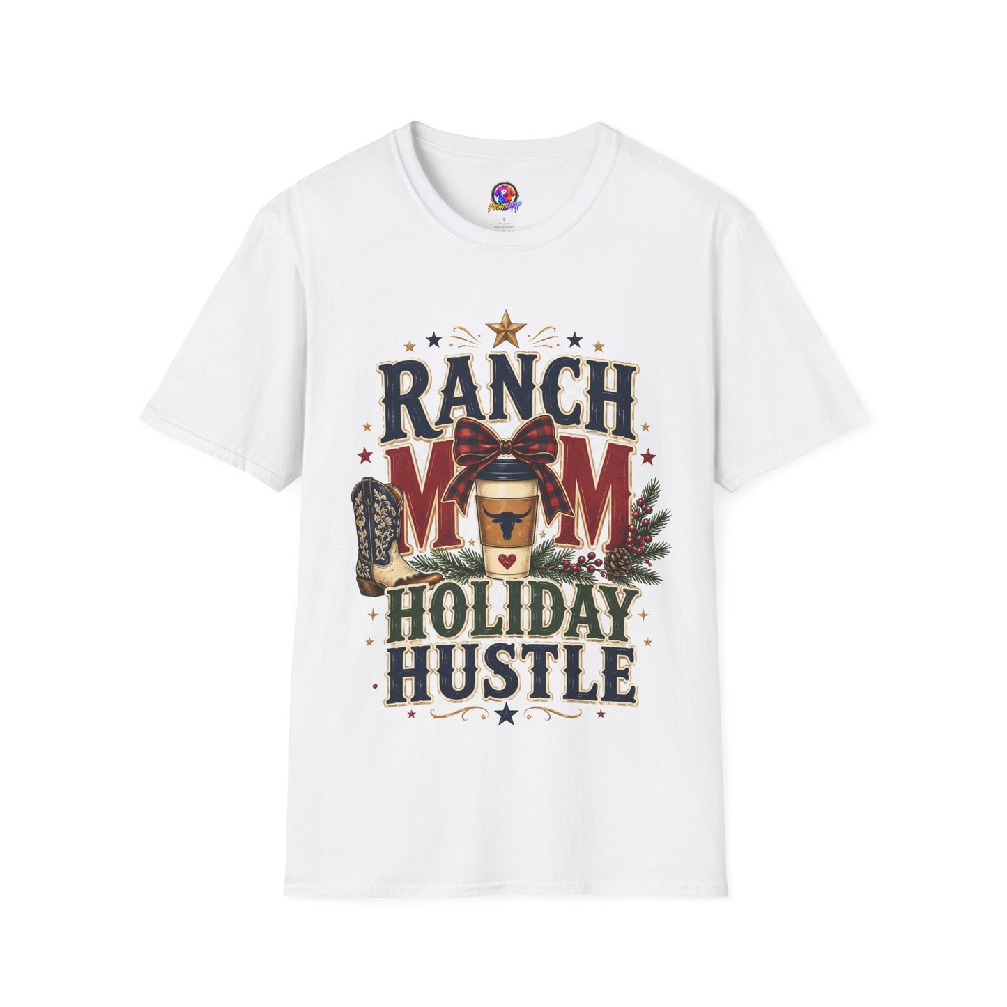 Ranch Mom Holiday Hustle T-Shirt — Festive Western Mom Tee