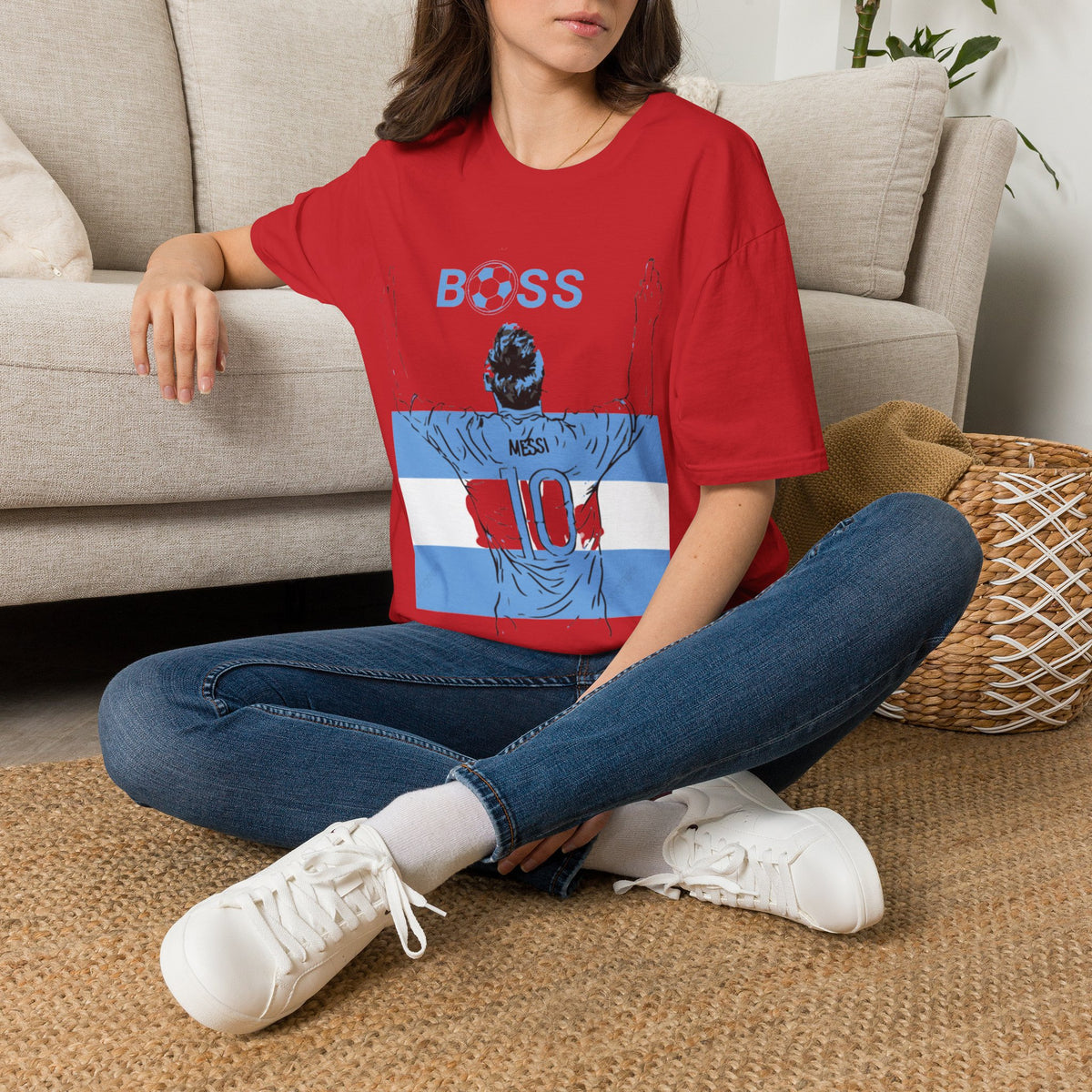 Soccer Boss T‑Shirt — 'BOSS' Striped Football Player Graphic Tee