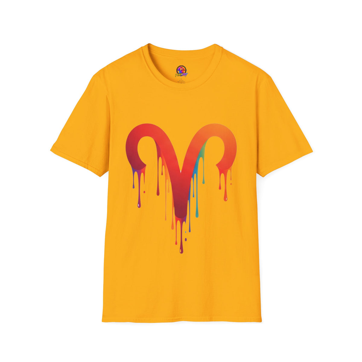 Aries Rainbow Drip T-Shirt — Colorful Dripping Zodiac Graphic Tee