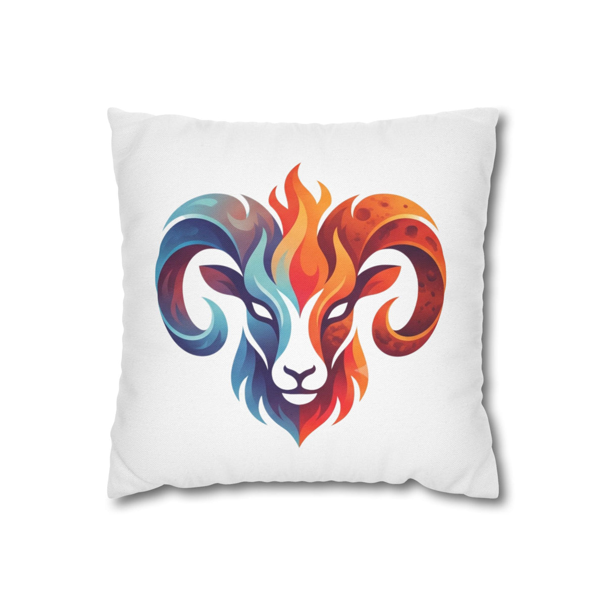 Aries Ram Flame Art Pillowcase — Colorful Zodiac Throw Pillow Cover