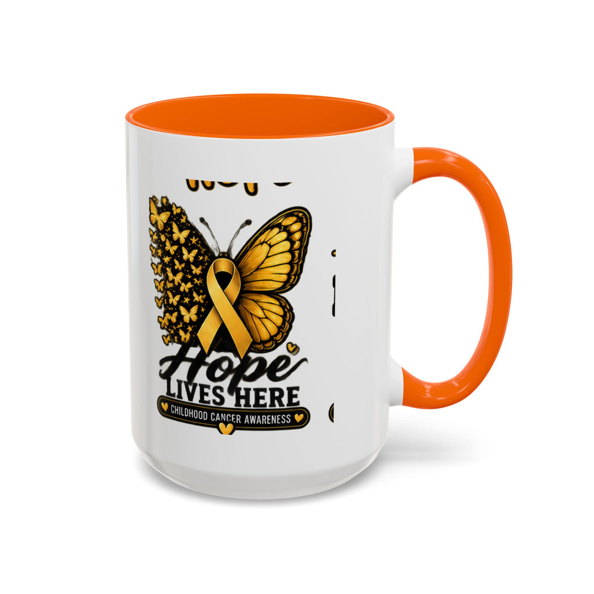 Children’s Cancer Awareness Accent Coffee Mug — "Hope Lives Here" (11/15oz)