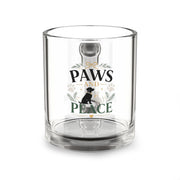 Christmas Glass Mug Paws and Peace Glass Mug — 10oz Dog Lover Coffee Cup