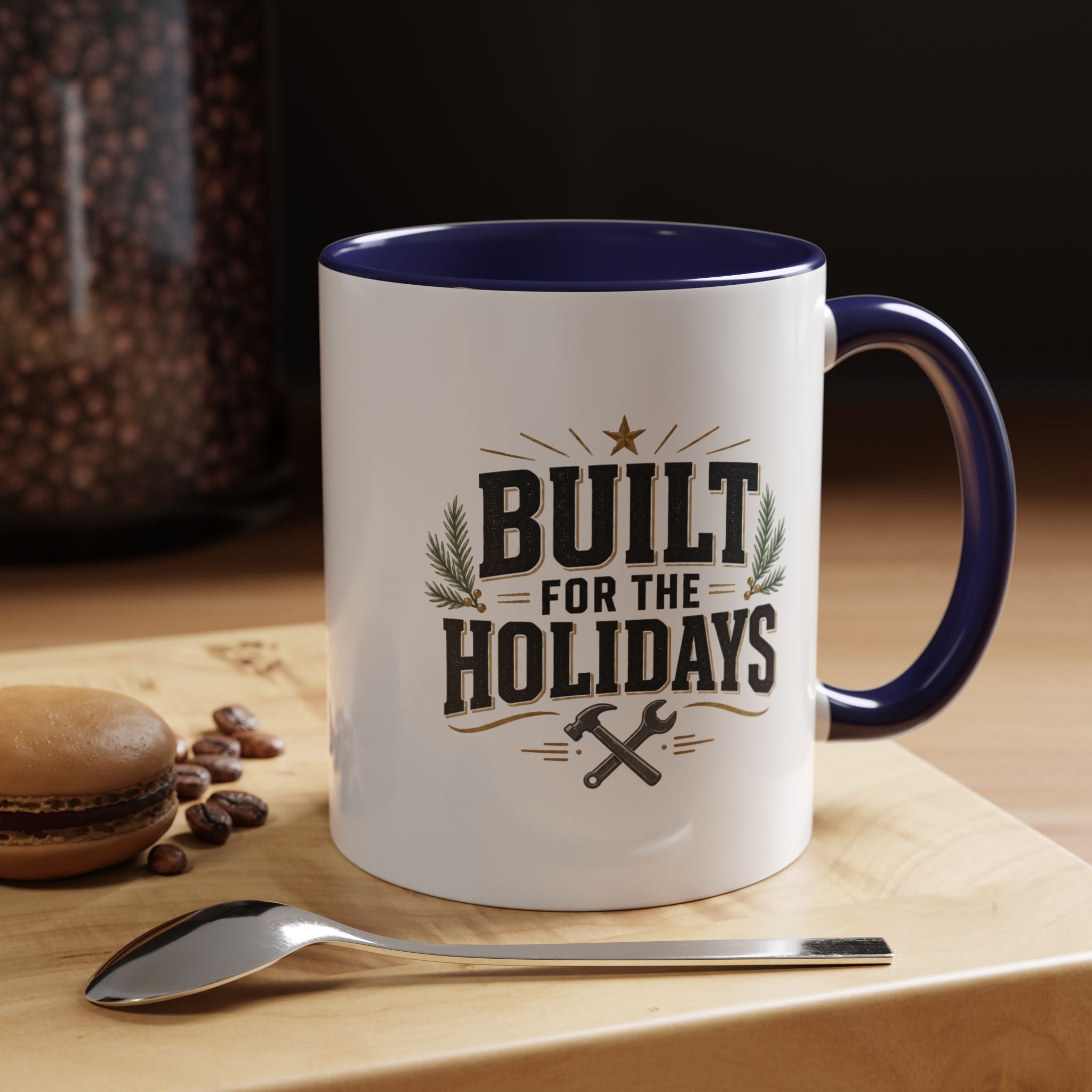 Christmas Built for the Holidays Accent Coffee Mug – Holiday Workshop Coffee Cup