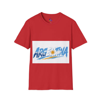 Argentina Graphic T-Shirt — Argentina Typography Tee with Sun & Flag Colors
