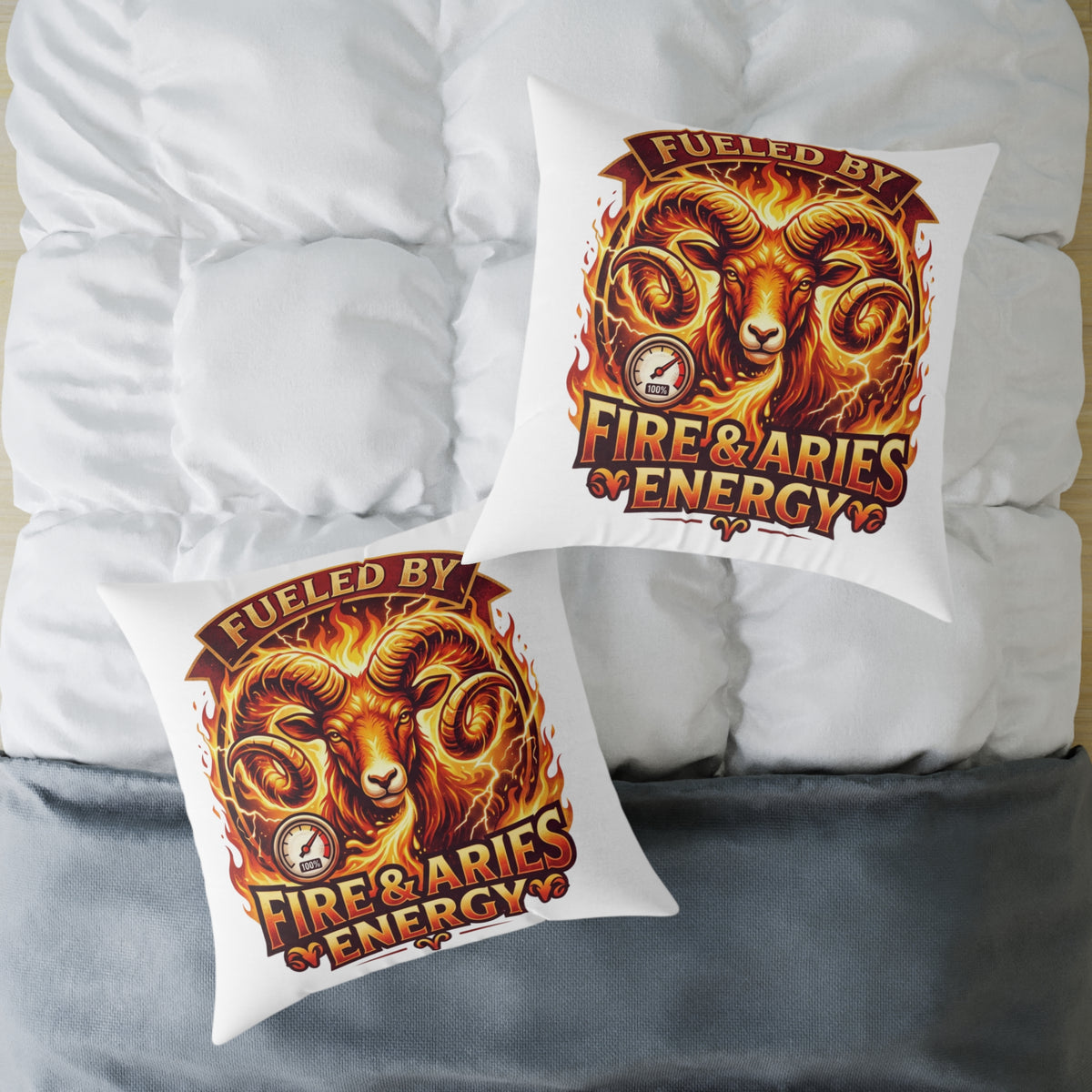 Zodiac Aries Pillow Fueled By Fire And Aries Energy Square Poly Canvas Pillow