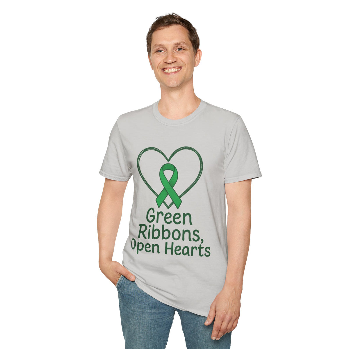 Green Ribbons Open Hearts Graphic Tee, Cute Mental Health Awareness T-Shirt - Trending Now - September 2026
