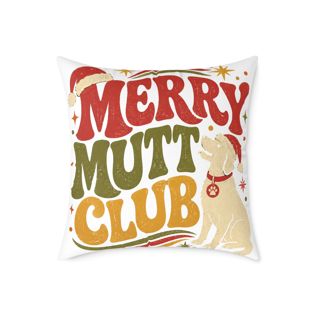 Merry Mutt Club Holiday Modern Day Christmas  Pillow