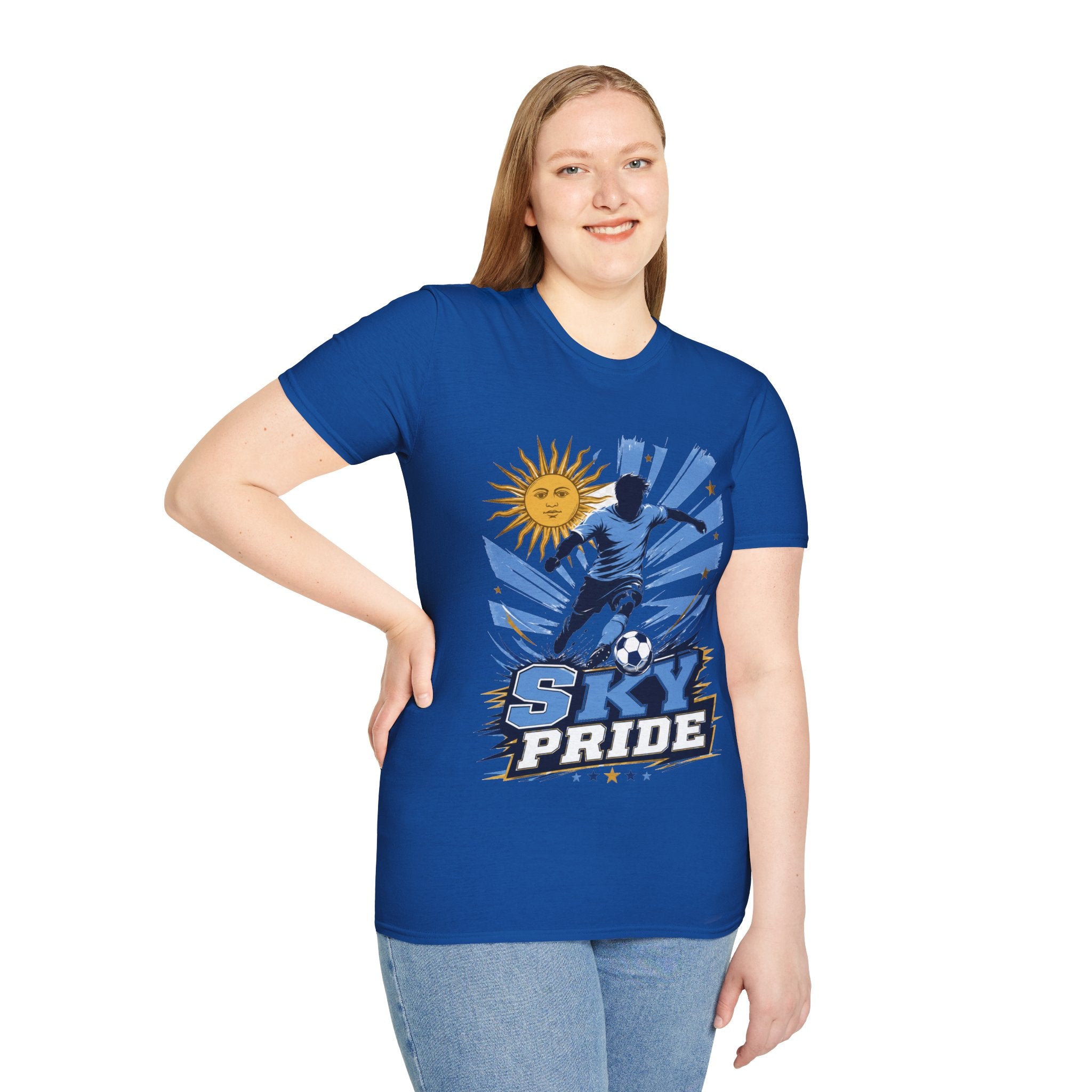 Uruguay Soccer Sky Pride T-Shirt — Argentina Sun Football Graphic Tee