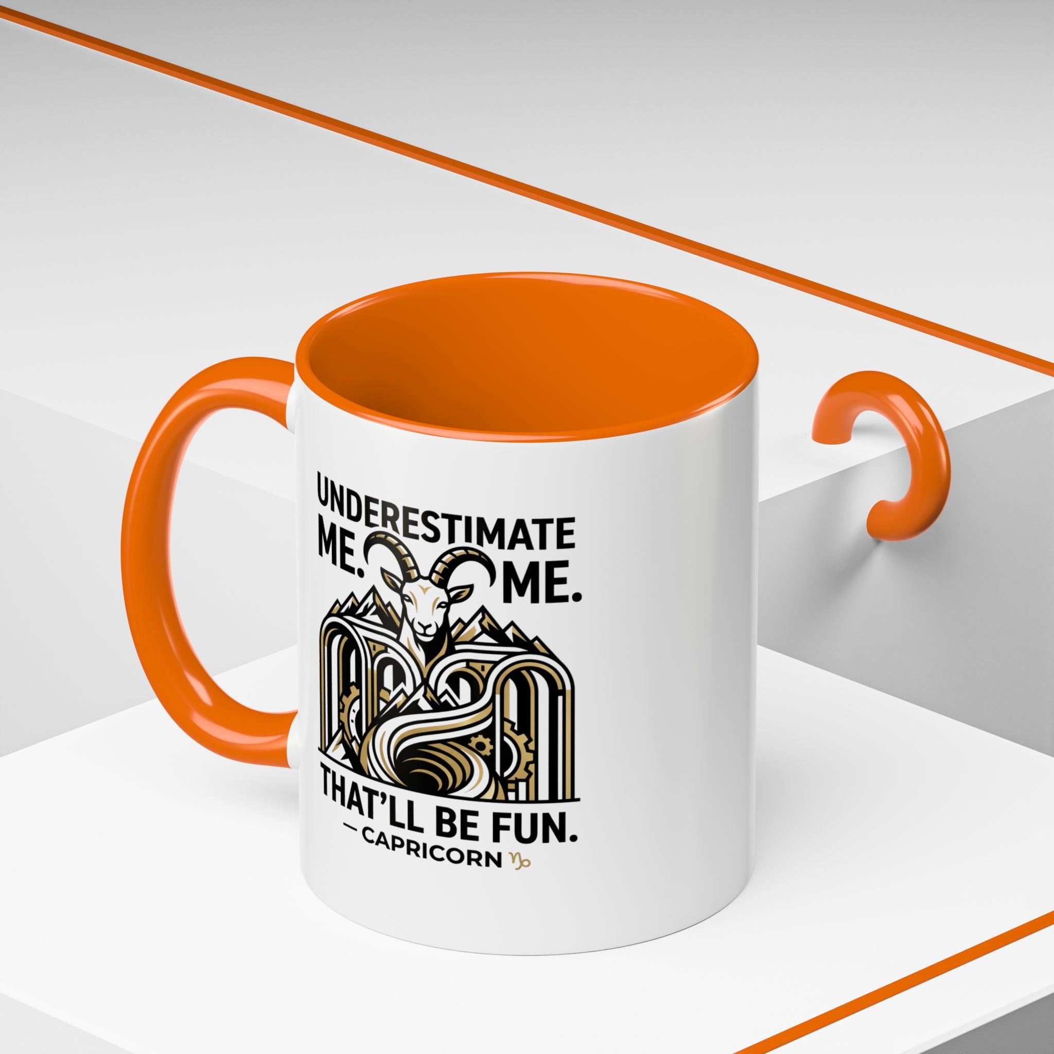 Capricorn Coffee Mug — "Underestimate Me. That'll Be Fun." Zodiac Accent Mug (11/15oz)