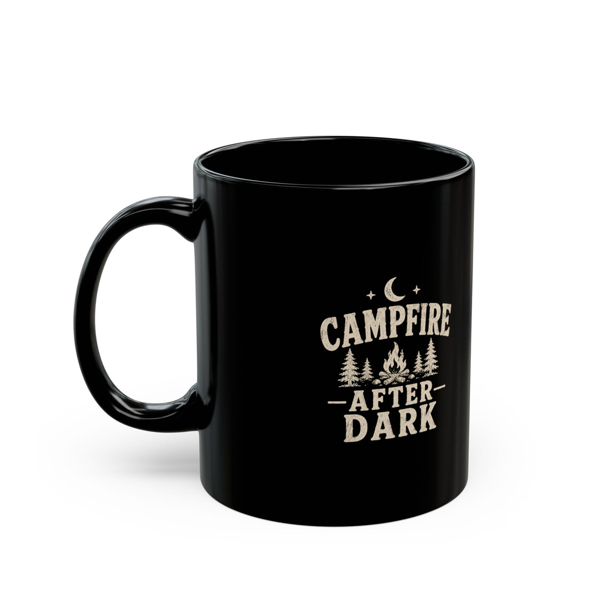 Milo Bailey Dog Dad Mom Campfire After Dark Black Mug — Coffee Cup for Campers & Outdoor Lovers