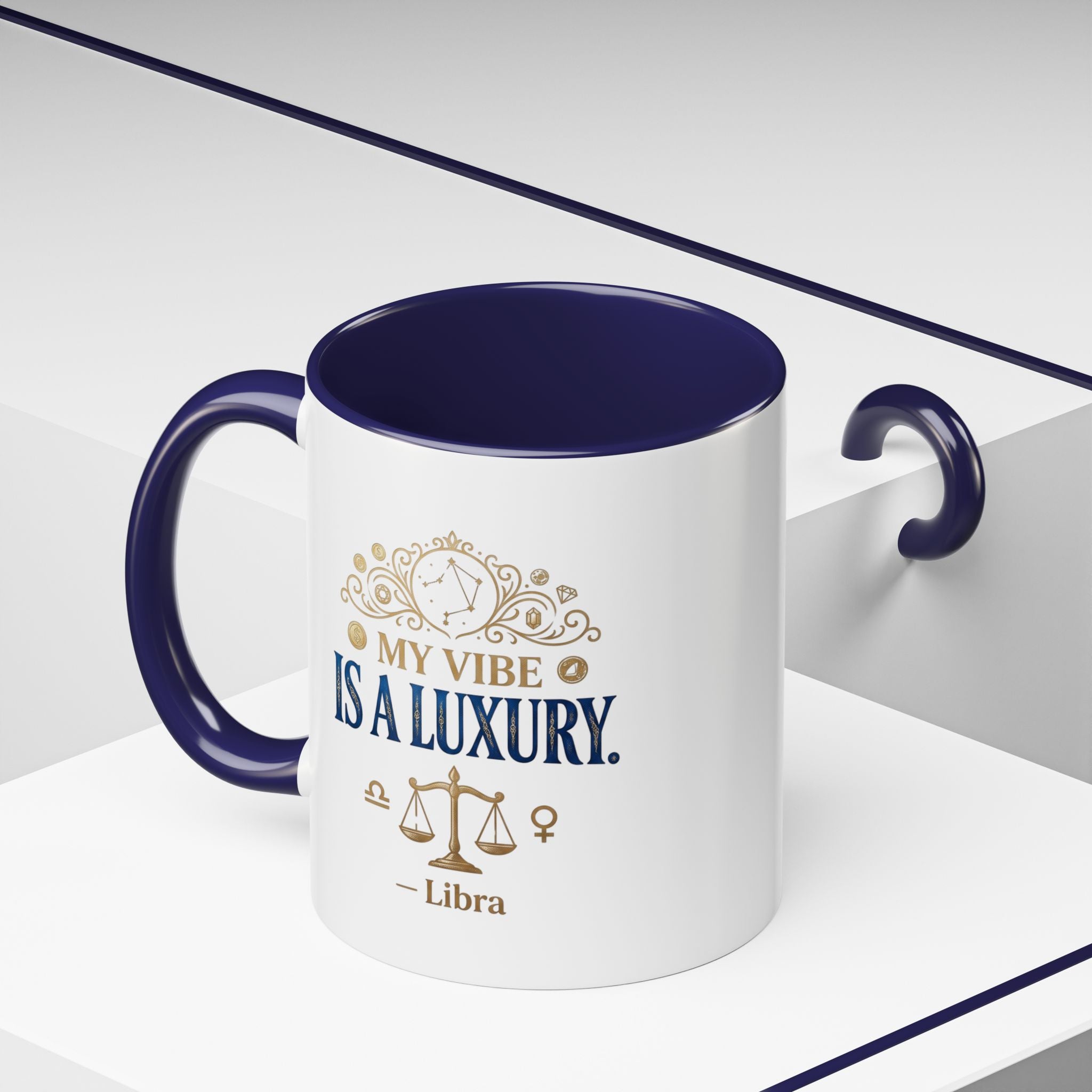 Libra Coffee Mug — "My Vibe Is A Luxury" Zodiac Accent Mug