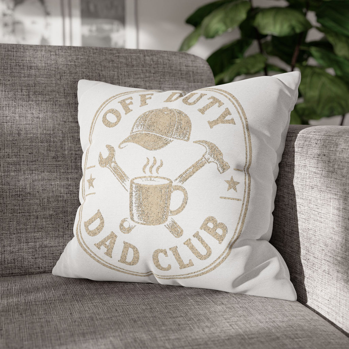 Off Duty Dad Club Pillowcase — Decorative Throw Pillow Cover for Father’s Day Milo Bailey Dog Dad Mom