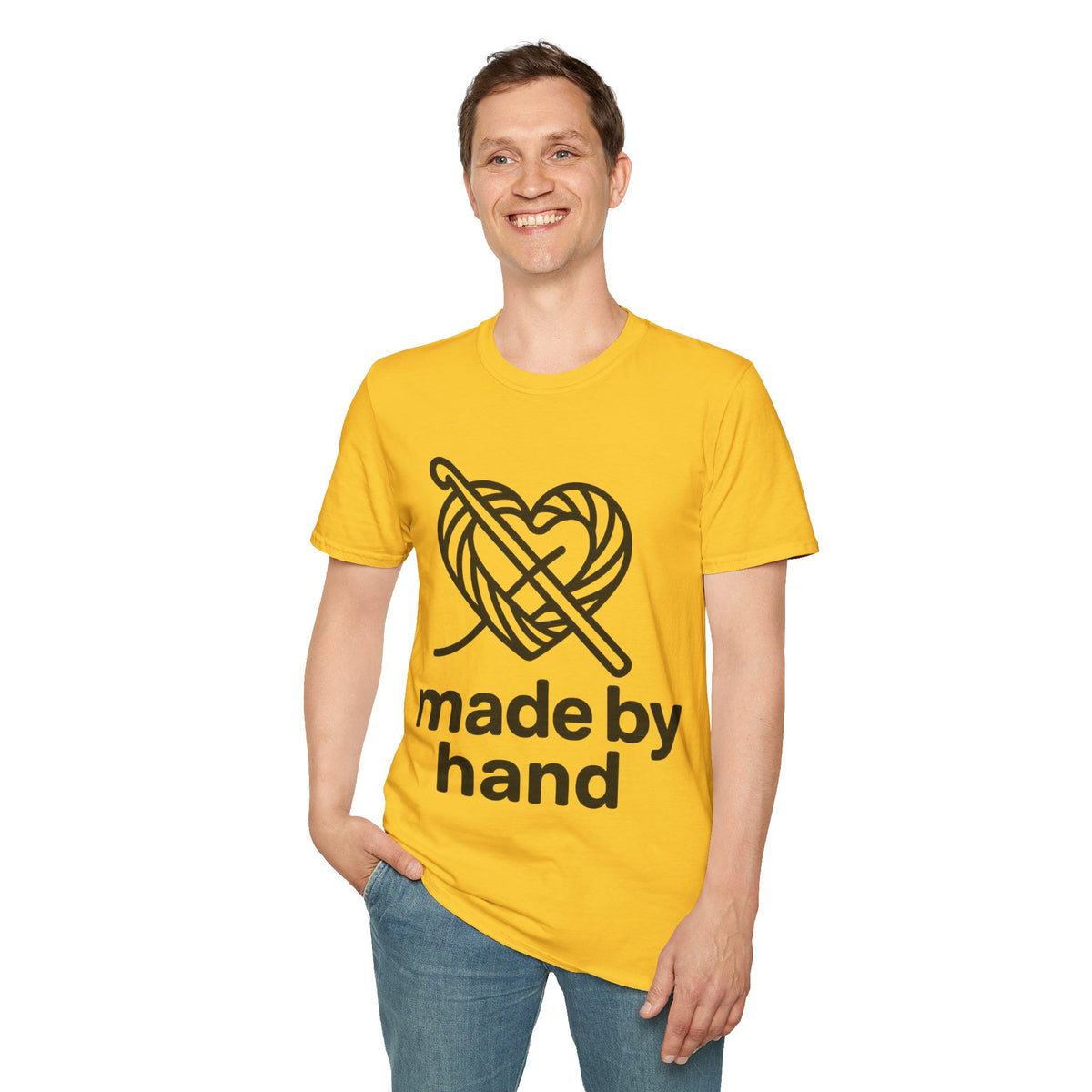 "Made By Hand" Minimalist Maker Tee | Crochet Knitting Crafter T-Shirt - Trending Now - September 2026