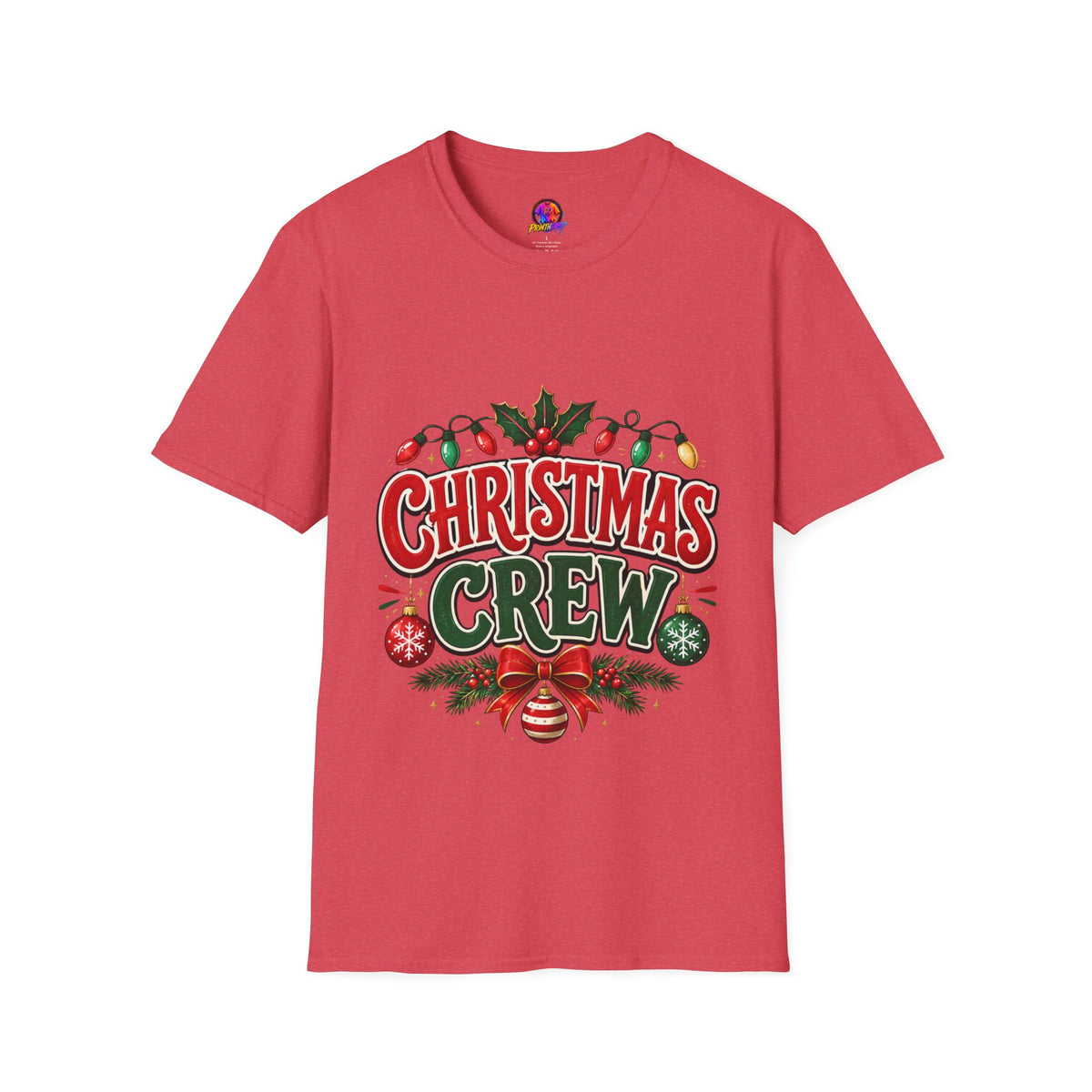 Christmas Crew T-Shirt — Festive Holiday Graphic Tee with Lights & Holly