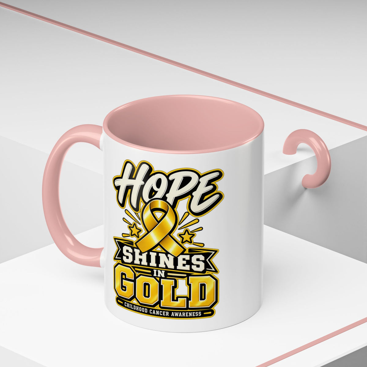 Hope Shines in Gold Coffee Mug — Childhood Cancer Awareness Accent Mug