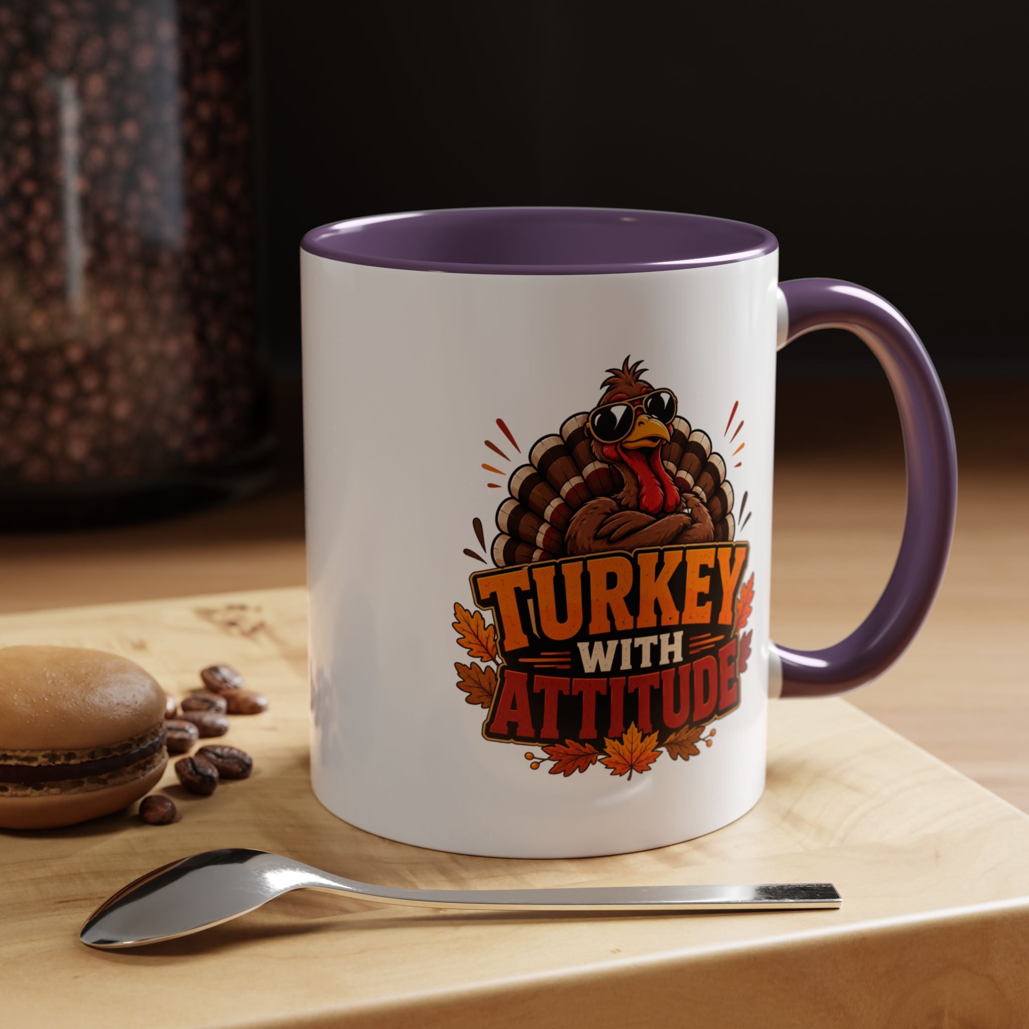 Thanksgiving Mug Turkey With Attitude Coffee Mug — Funny Thanksgiving Accent Mug
