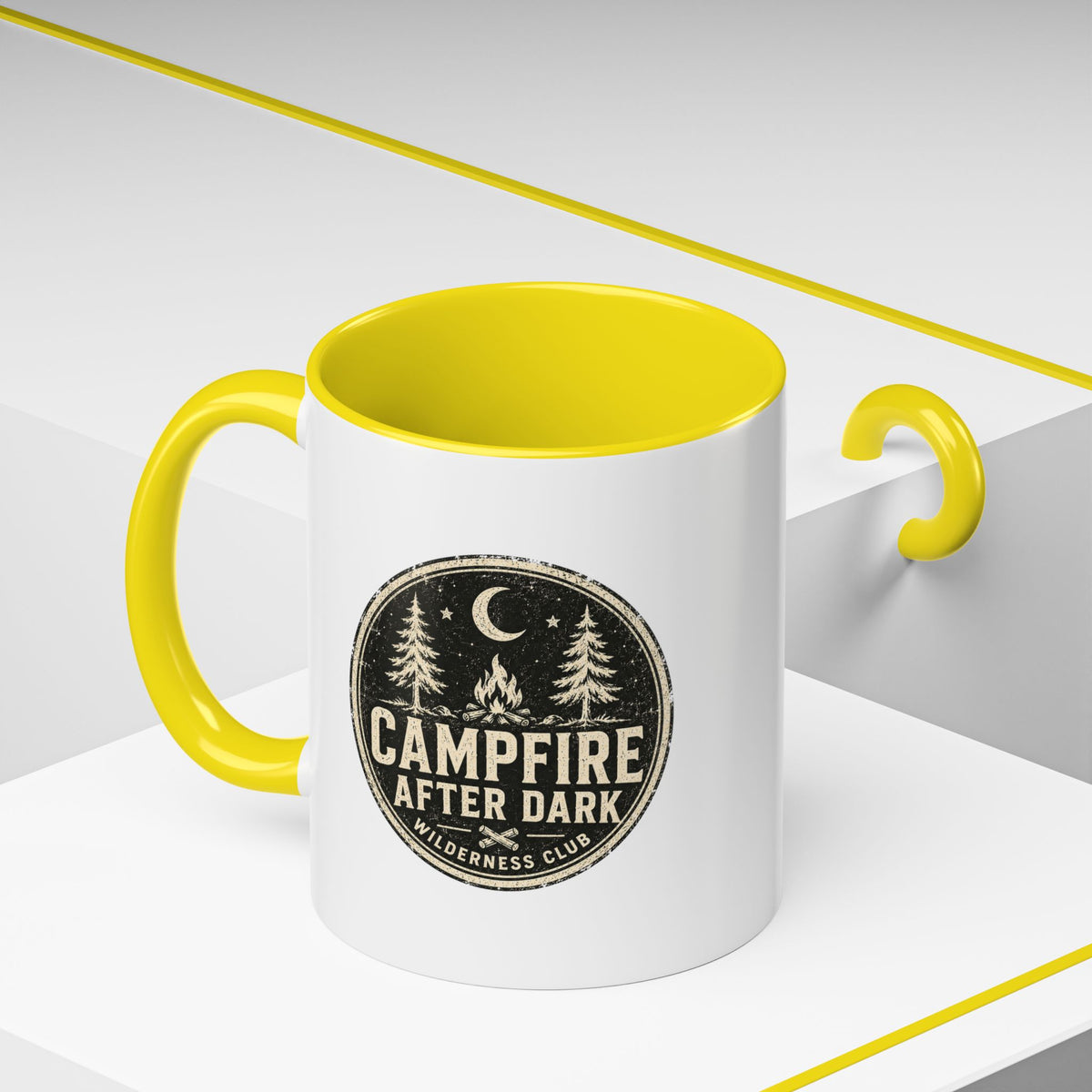 Milo Bailey Dog Dad Mom Campfire After Dark Accent Coffee Mug — Rustic Camping Coffee Cup