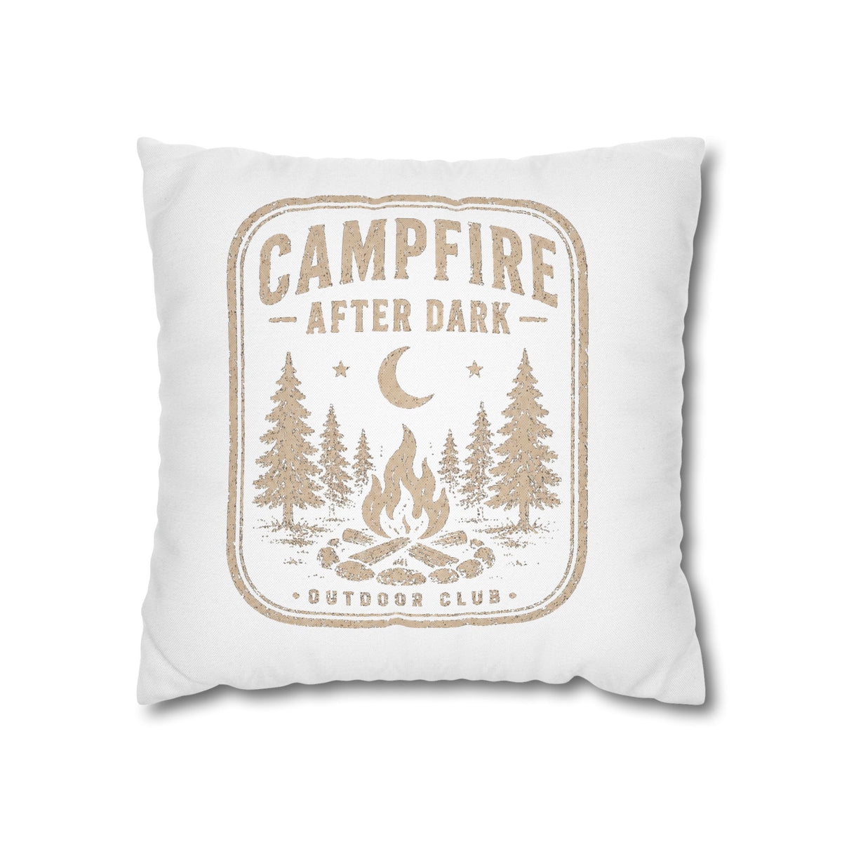 Campfire After Dark Square Pillowcase Milo Bailey Dog Dad Mom– Rustic Outdoor Camping Throw Pillow Cover
