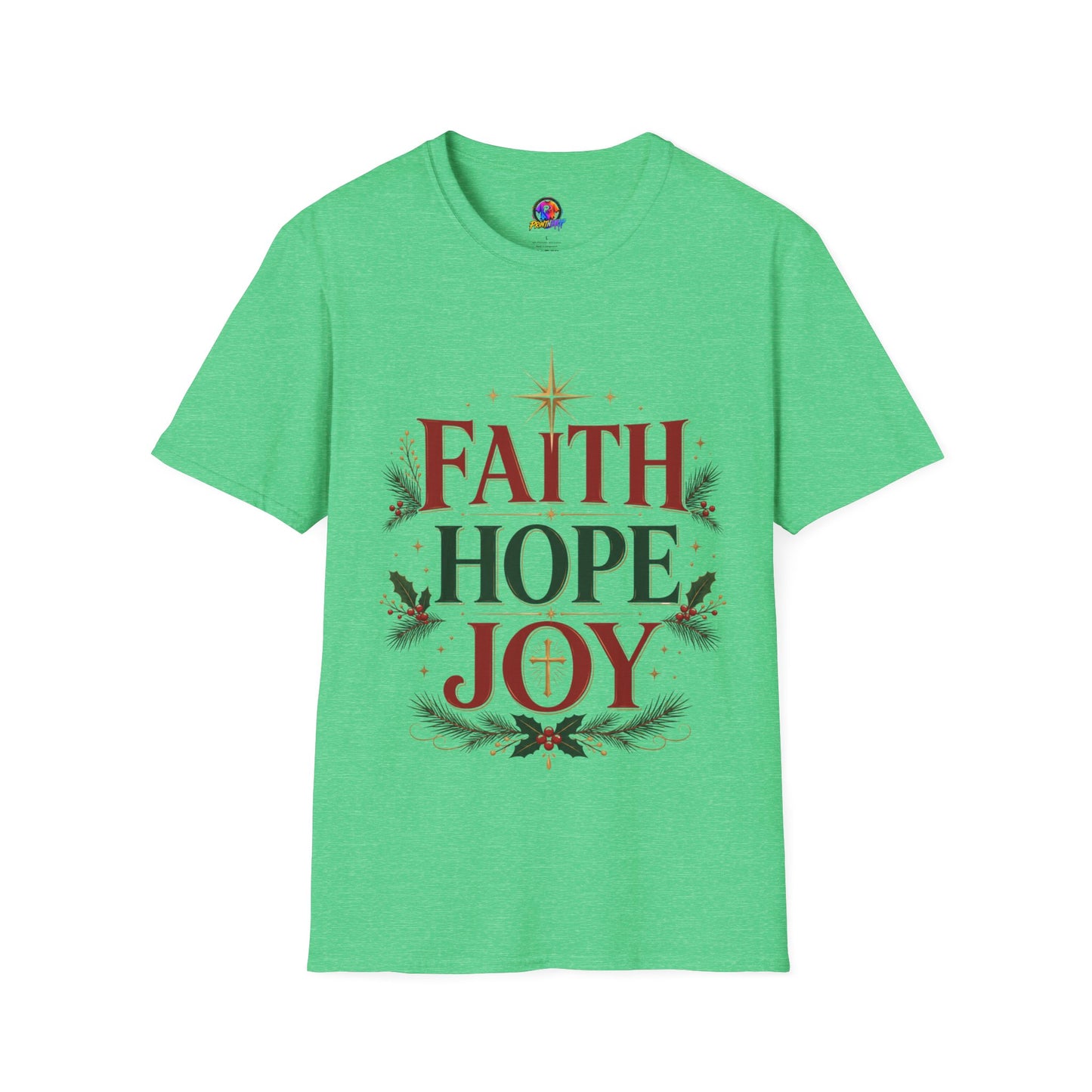 Faith Hope Joy Christmas T-Shirt — Holiday Nativity Inspirational Tee