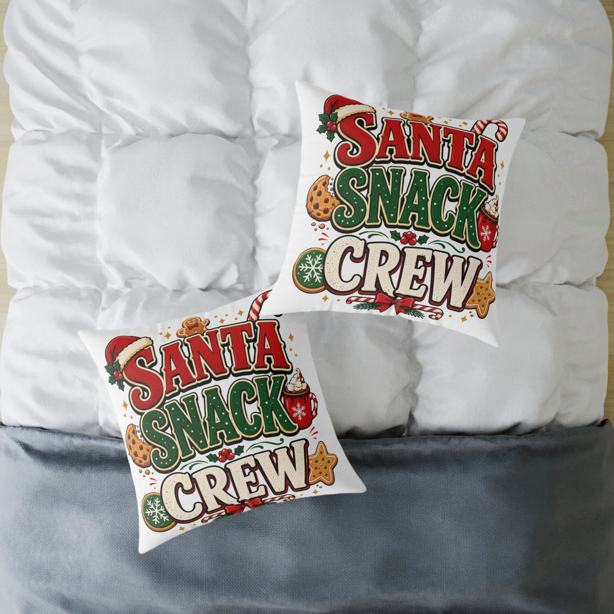 Christmas Santa Snack Crew Pillow — Christmas Holiday Decorative Throw Pillow