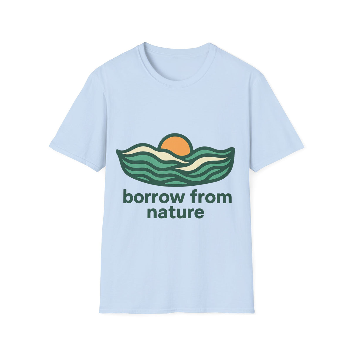 Borrow From Nature T-Shirt — Retro Sunset Eco Graphic Tee - Trending Now - September 2026