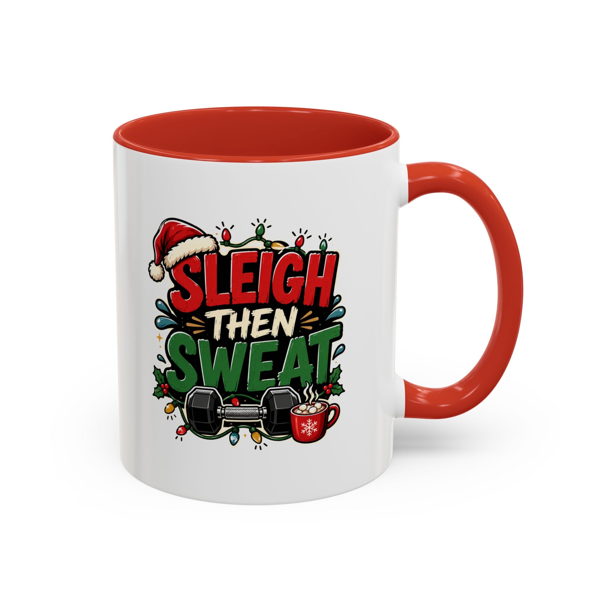Modern Day Christmas Sleigh Then Sweat Coffee Mug — Festive Gym Motivational Holiday Gift