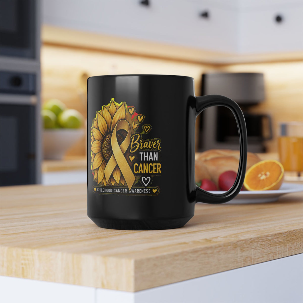 Braver Than Childhood Cancer Sunflower Awareness Mug