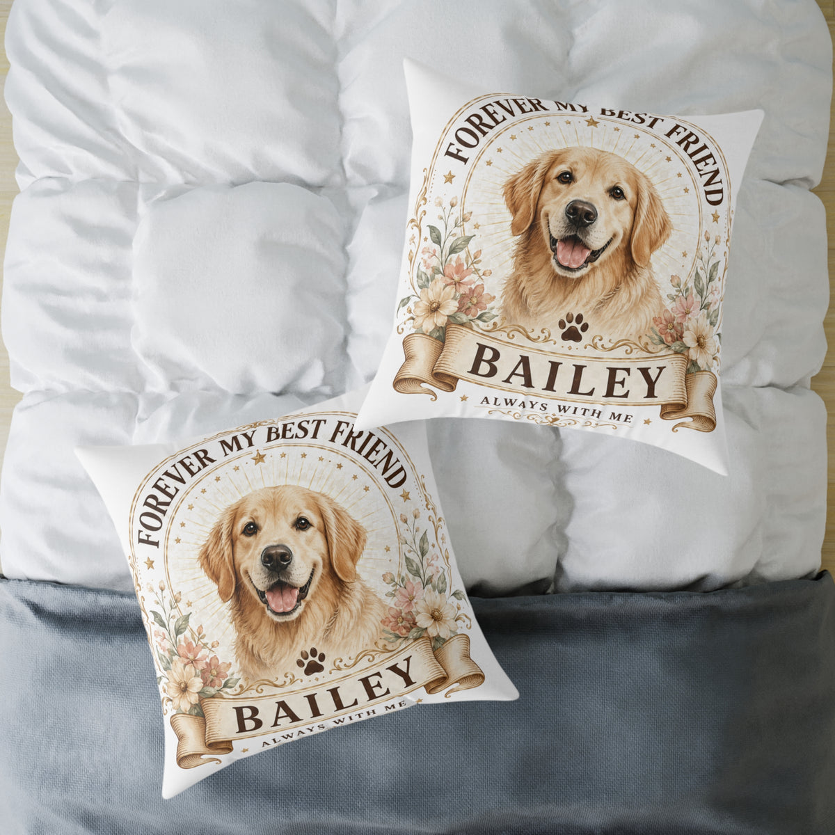 Personalized Dog Pillow Milo Bailey Dog Dad Mom – "Forever My Best Friend" Custom Pet Name Cushion