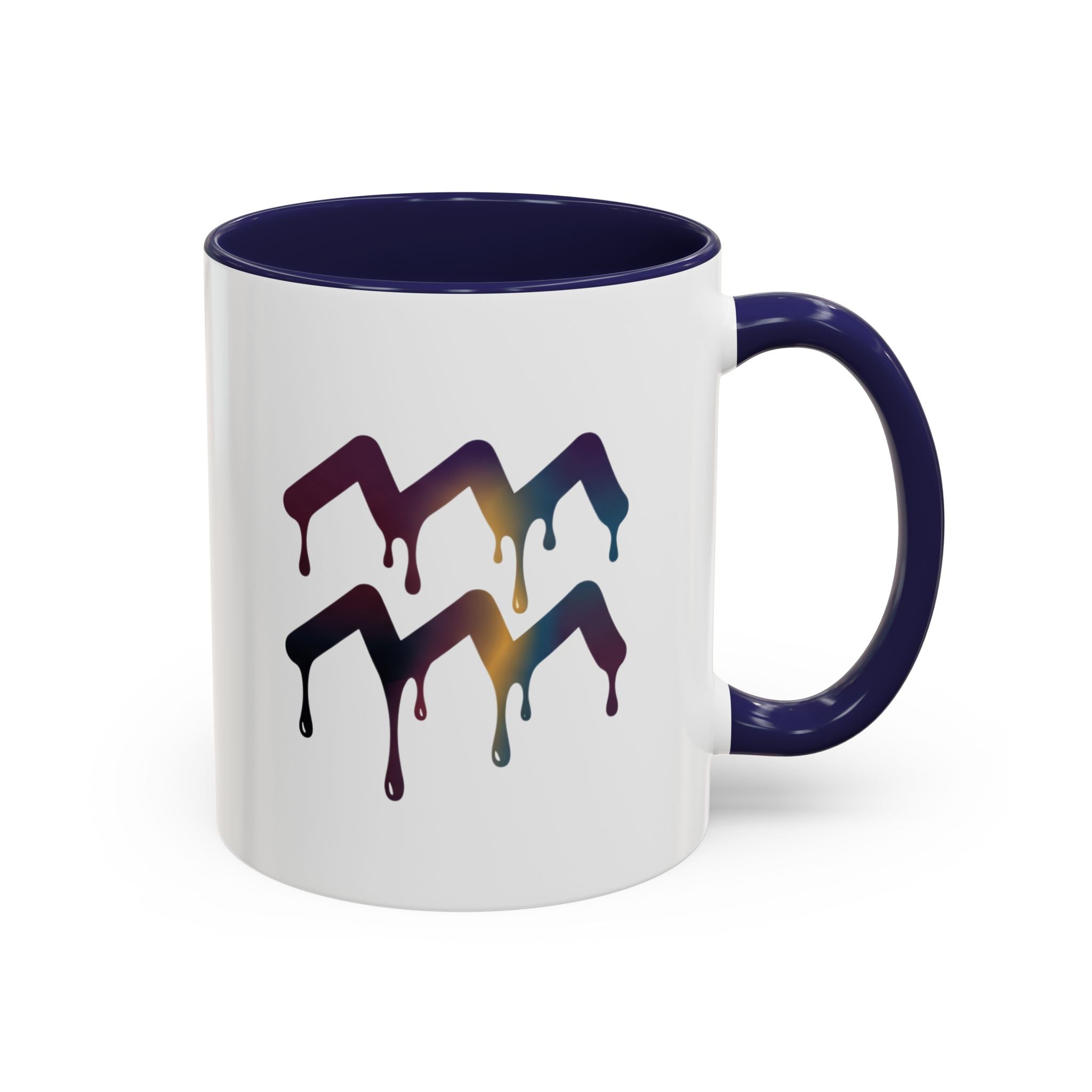 Dripping Rainbow Chevron Accent Coffee Mug — Colorful Gradient Art