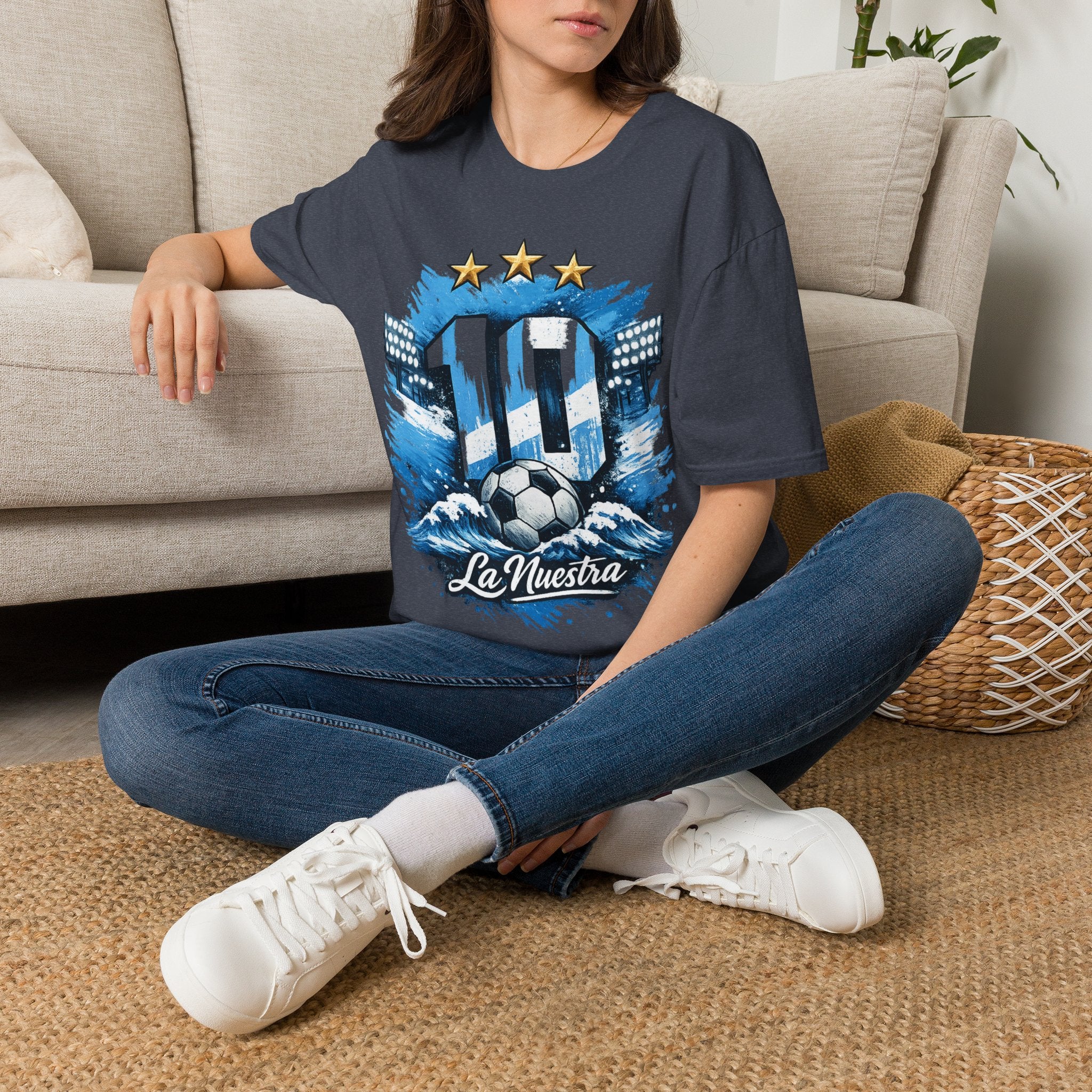 Argentina Soccer Fan T-Shirt — 'La Nuestra' #10 Jersey Design