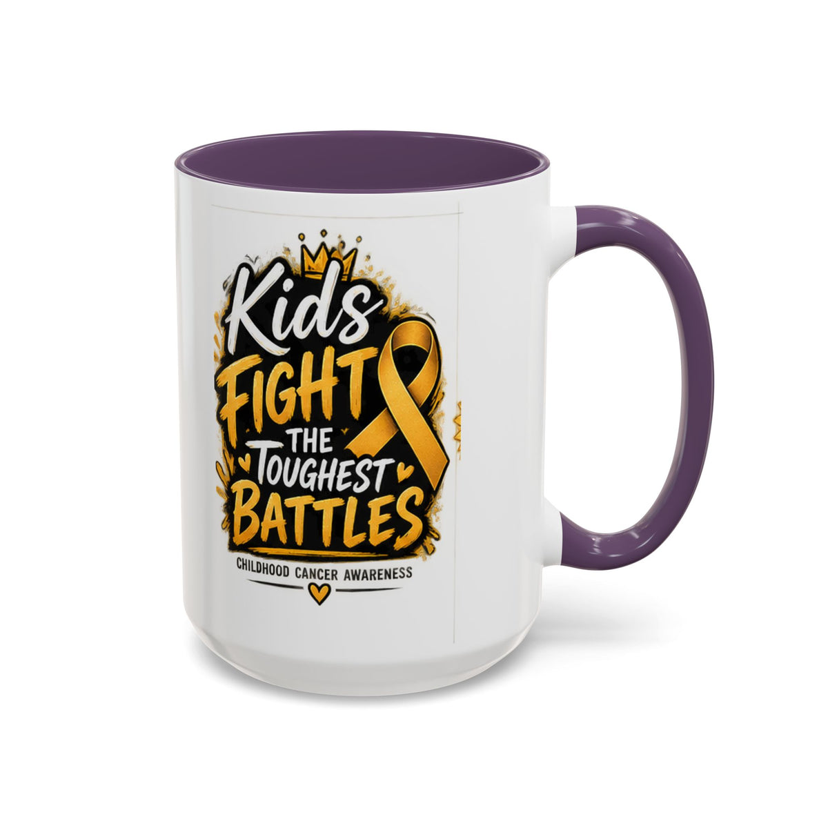 Kids Fight The Toughest Battles Accent Coffee Mug — Childhood Cancer Awareness 11/15oz