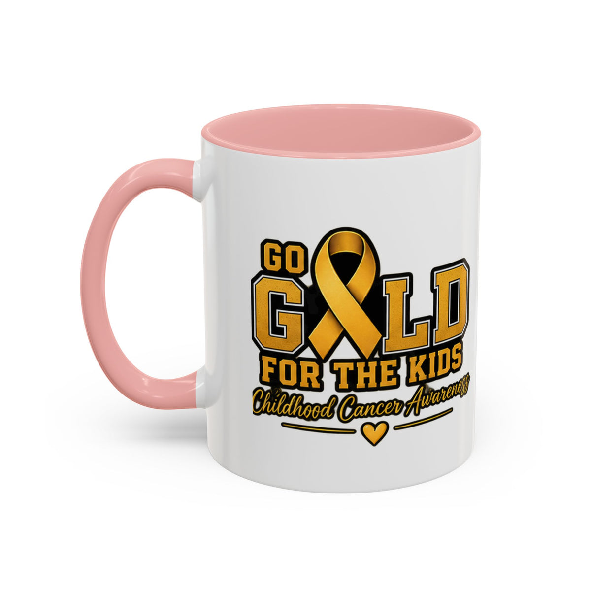 Gold For The Kids Coffee Mug — Childhood Cancer Awareness Accent Mug (11/15oz)