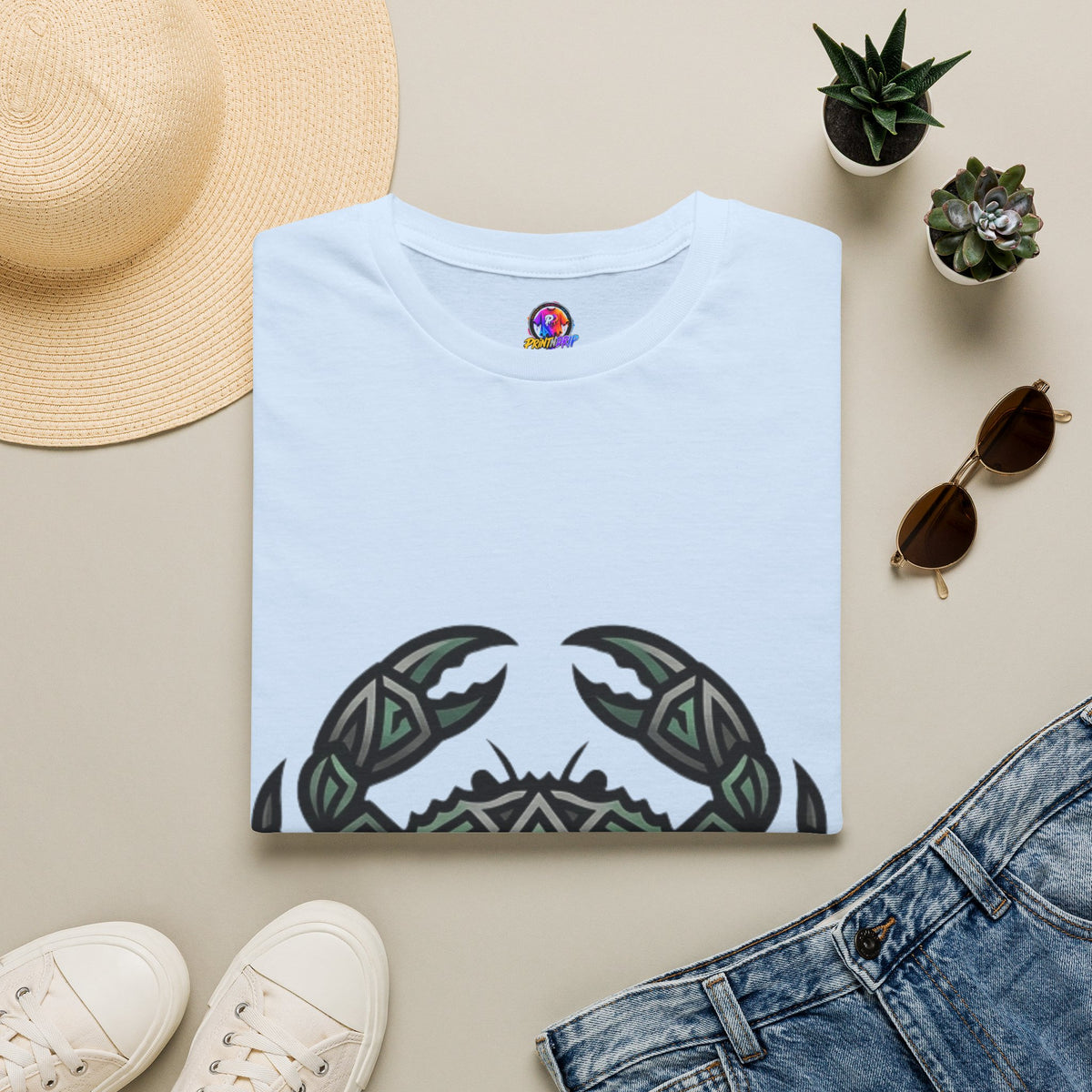 Cancer Zodiac Crab Tribal Graphic T-Shirt — Nautical Beachy Zodiac Style