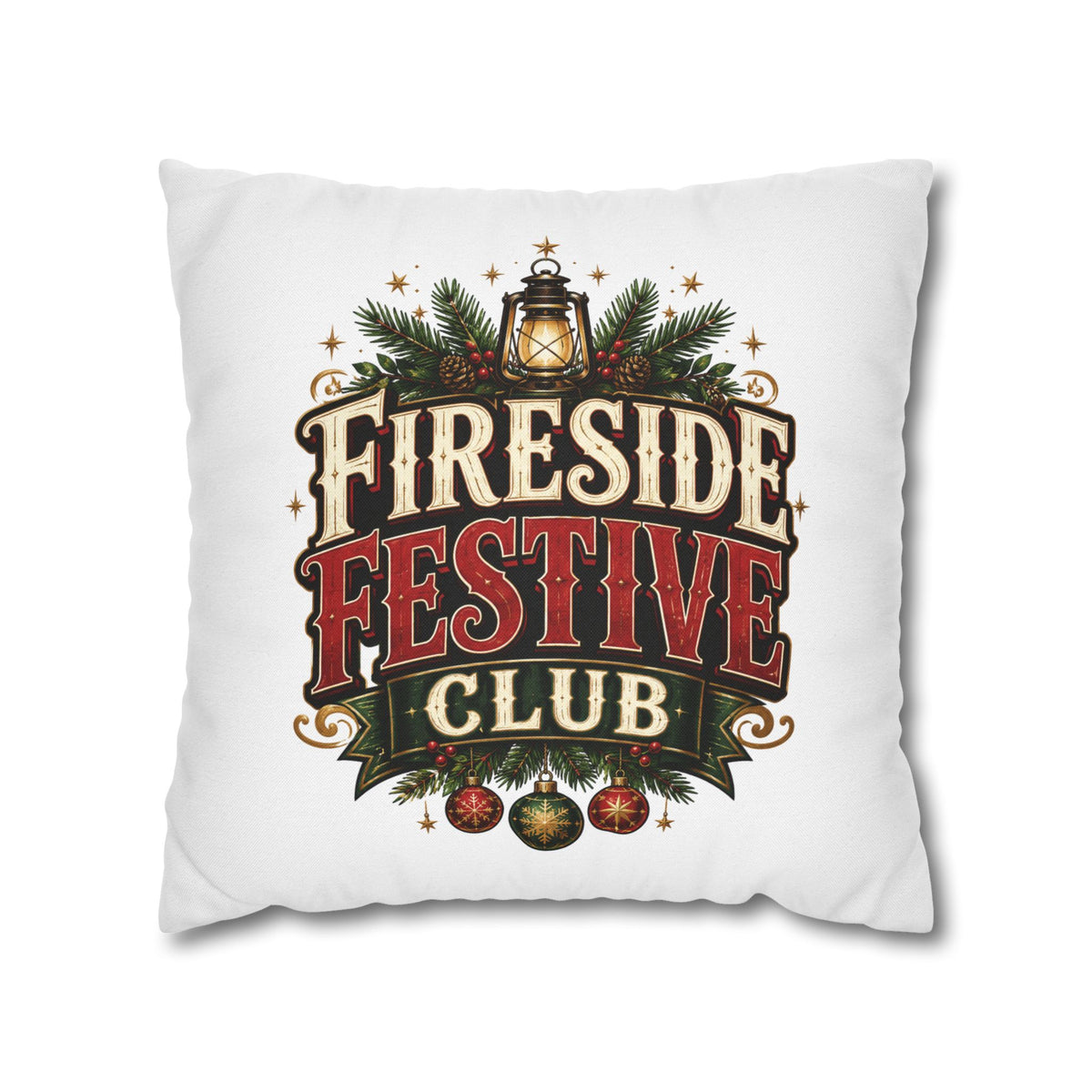 Christmas Fireside Festive Club Holiday Throw Pillowcase
