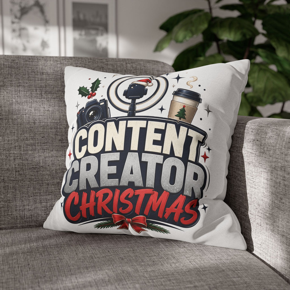 Content Creator Christmas Pillowcase Modern Day Christmas  — Holiday Social Media Creator Gift