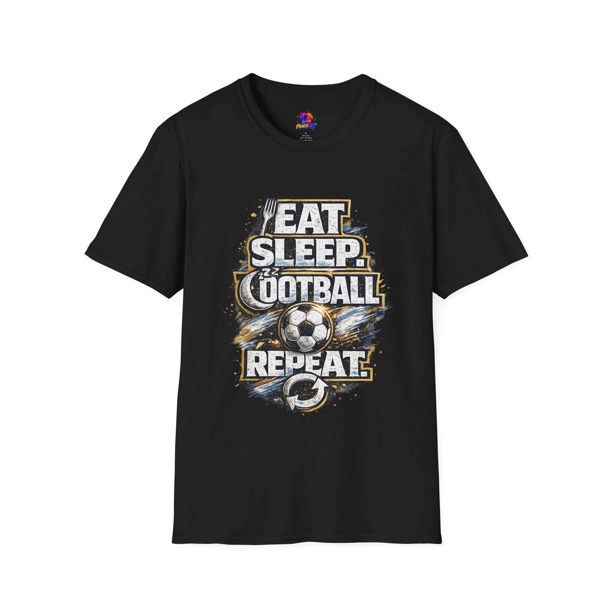 Football 'Eat Sleep Football Repeat' T-Shirt — Vintage Soccer Fan Tee