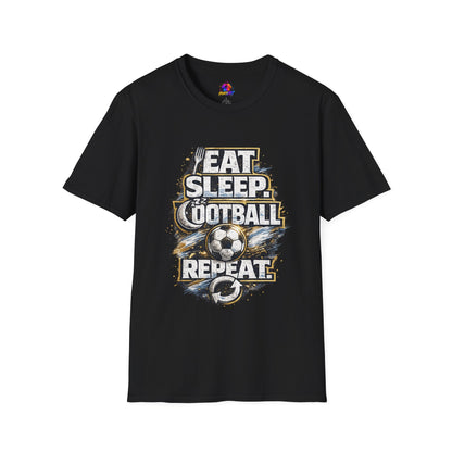 Football 'Eat Sleep Football Repeat' T-Shirt — Vintage Soccer Fan Tee
