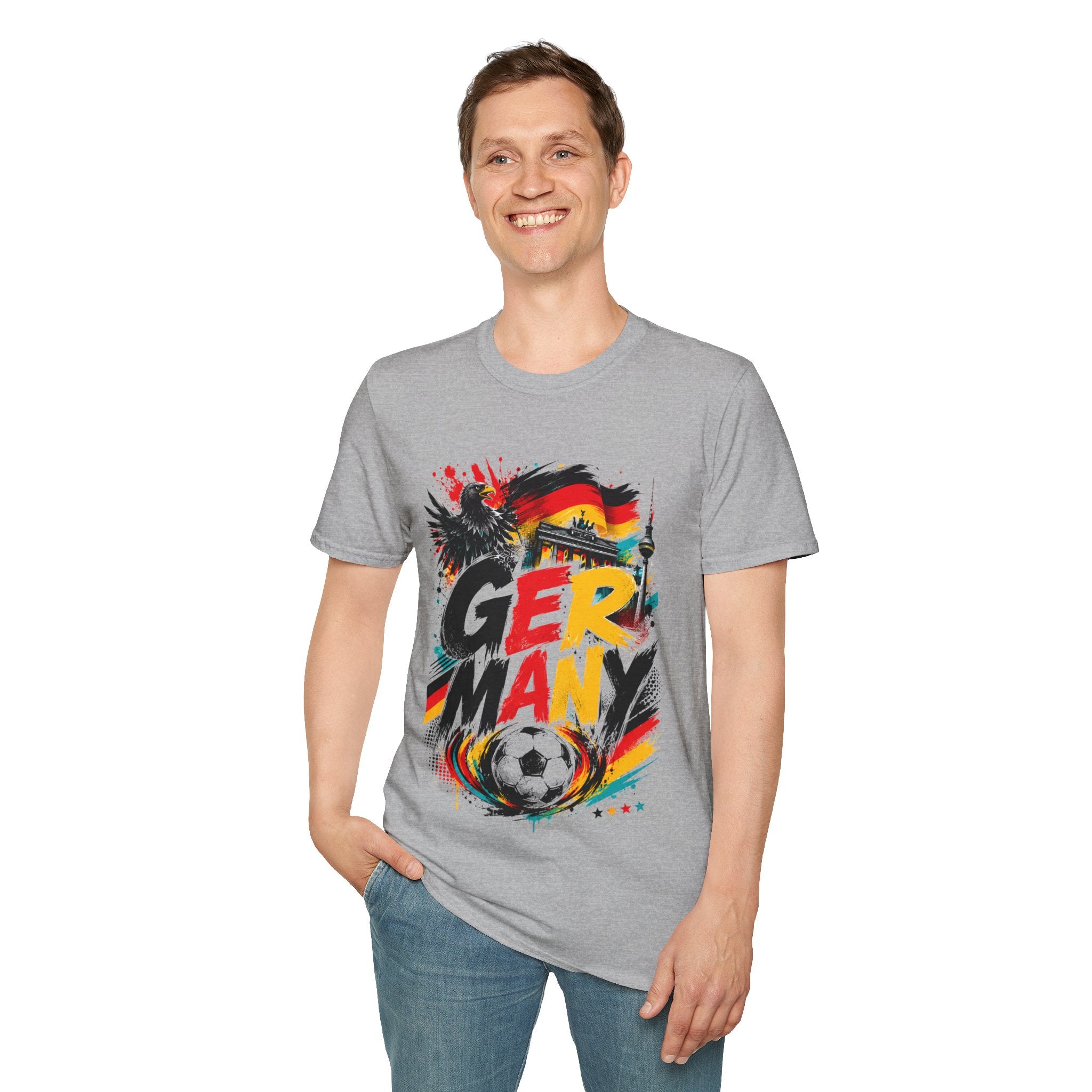 Germany Soccer Graphic T‑Shirt — Flag, Eagle & Brandenburger Tor Design
